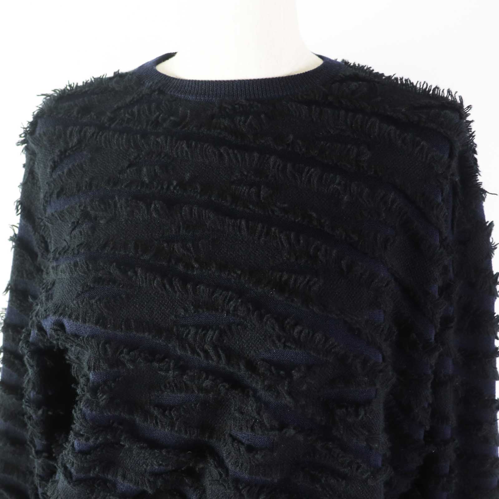 Wool Cashmere Mink Fringe Crew Knit Pullover Women