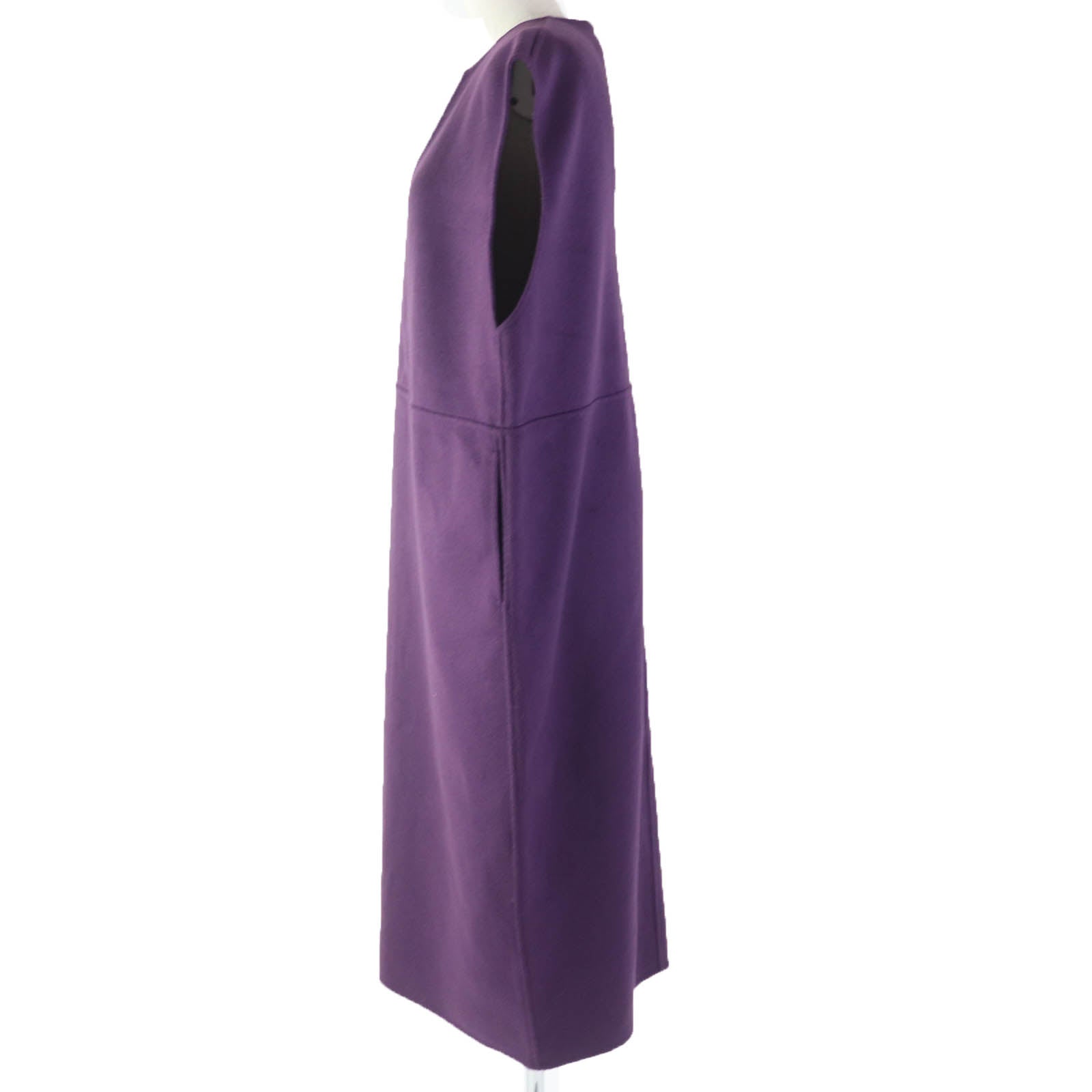 Wool Nylon Long Gilet Dress Purple 36