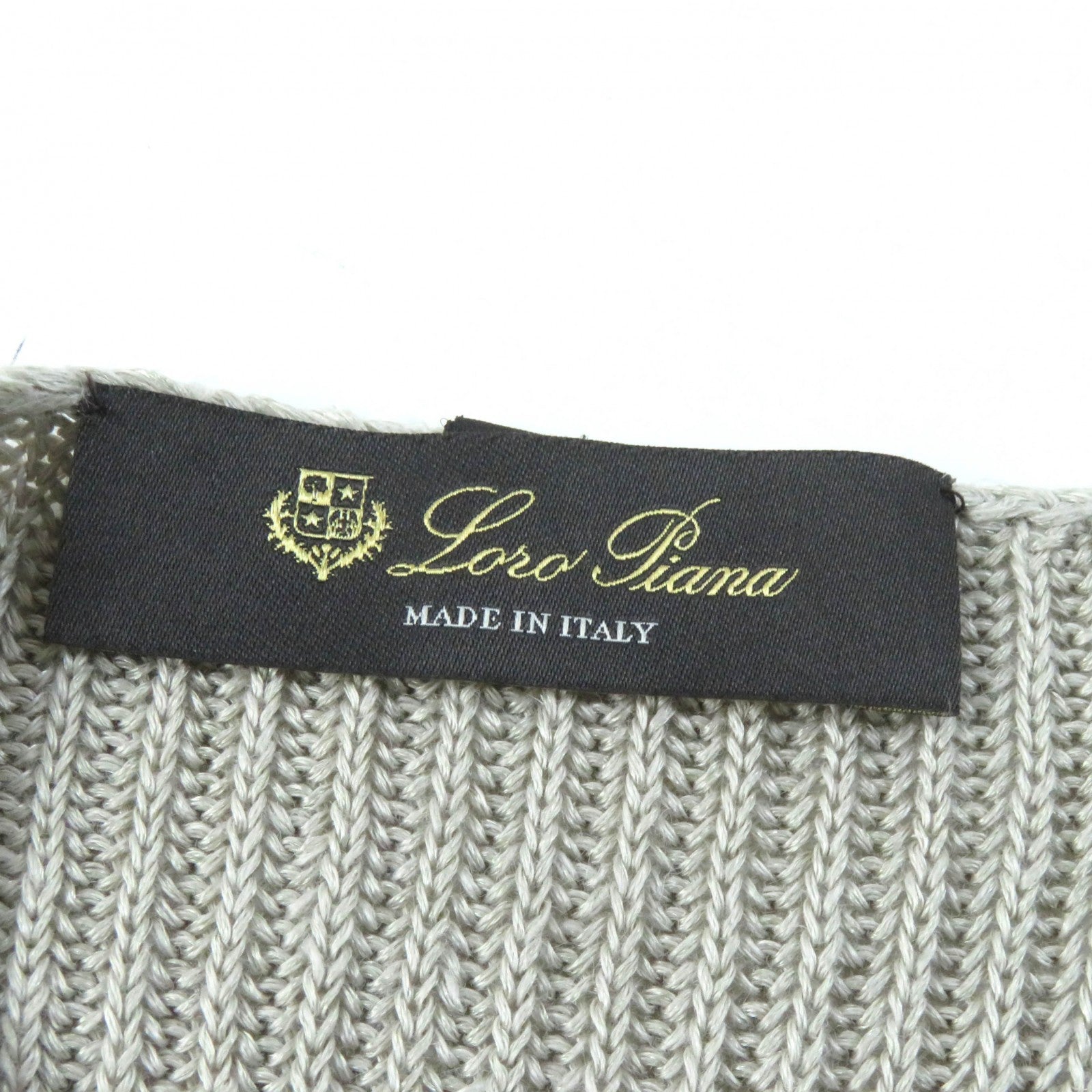 Loro Piana Linen Silk Knit Metal Logo Beige S