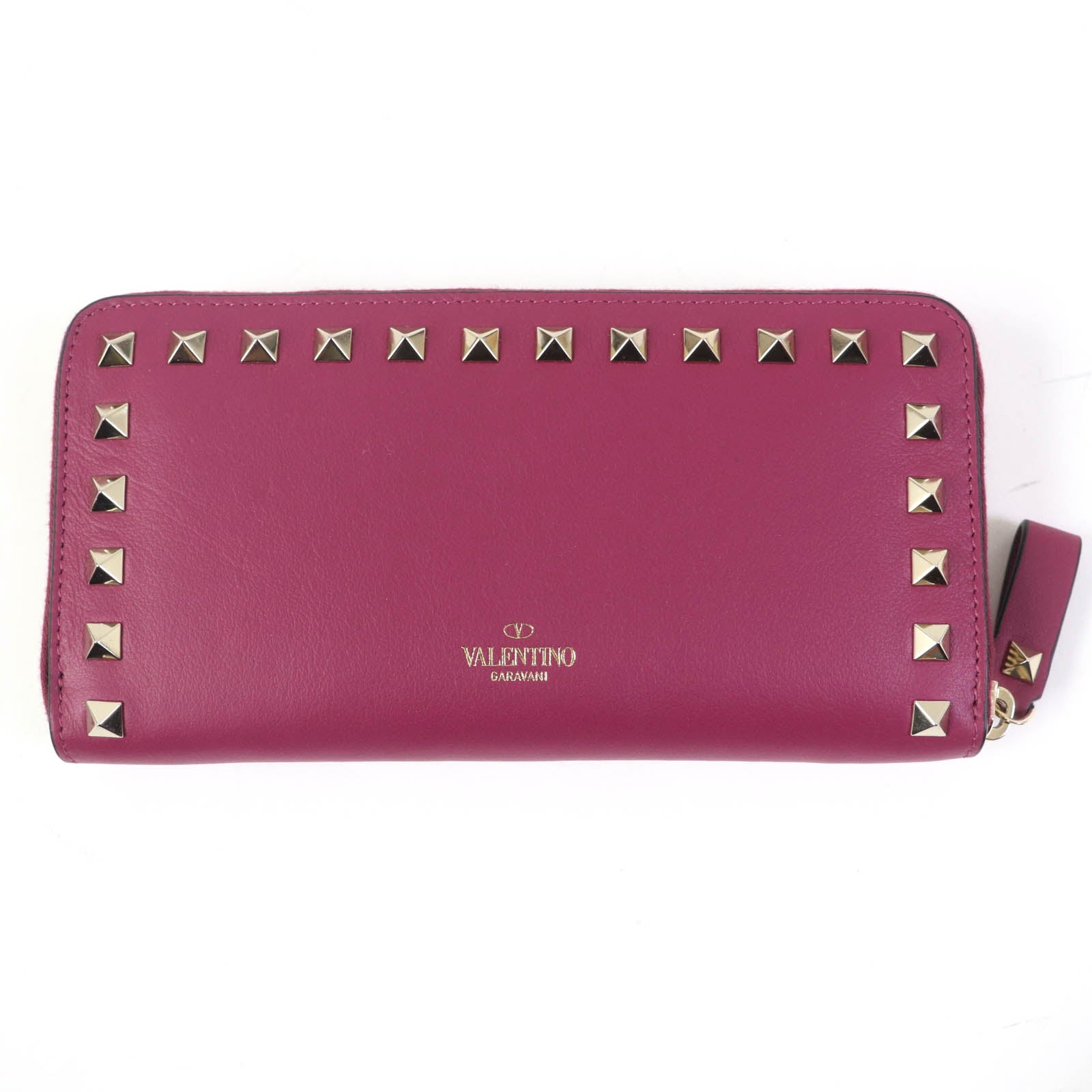 Valentino Garavani Zip Around Rock Studs Leather Purse