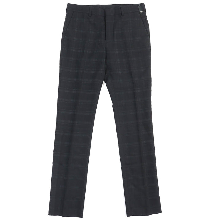 Fendi Wool Silk Check Pattern Slacks Pants