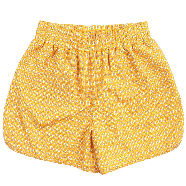 Fendi FF Logo Print Swim Shorts Yellow XS