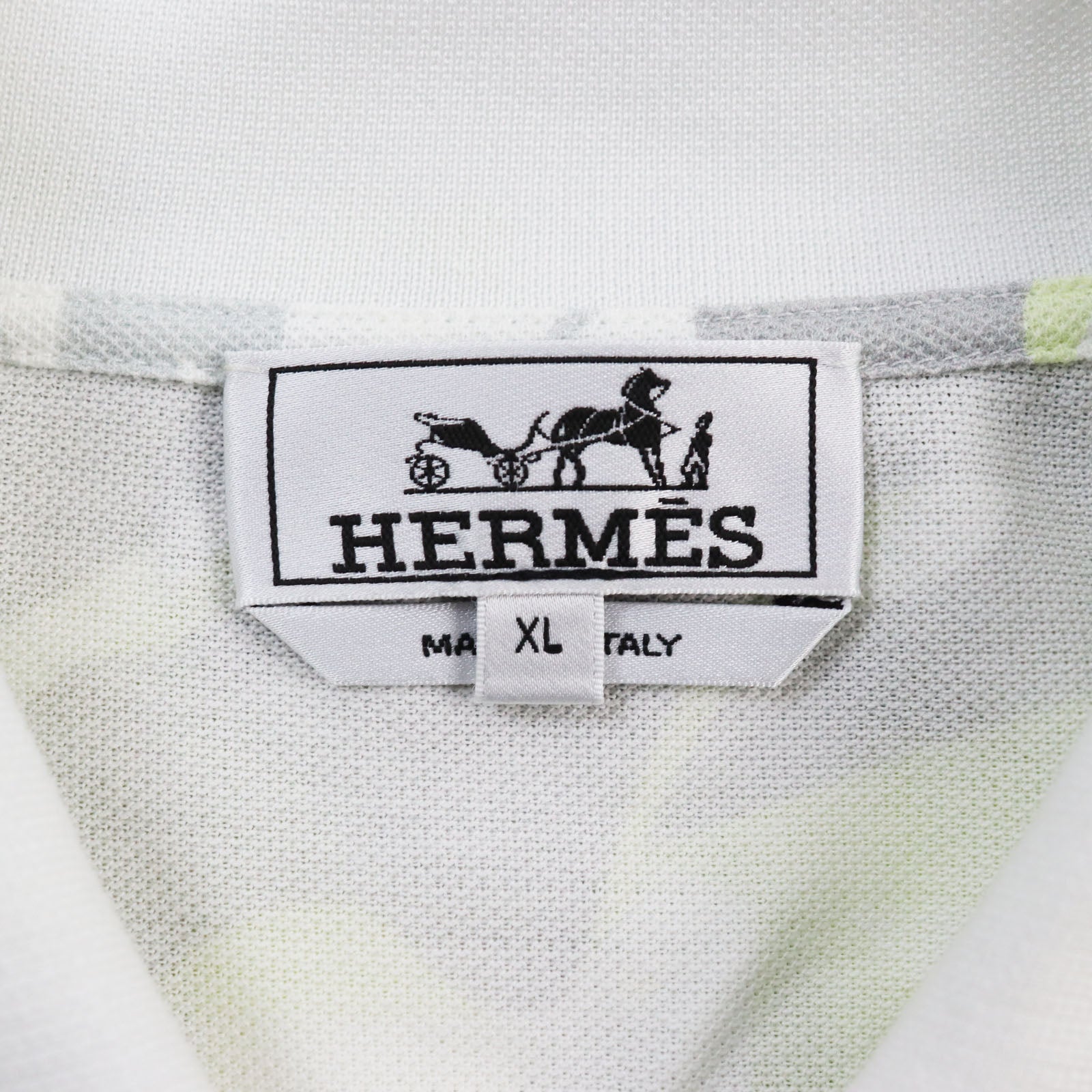 HERMES Cotton Polo Shirt XL Gray Yellow