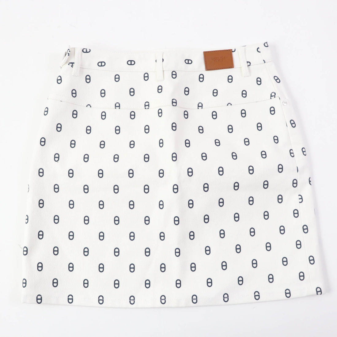 Hermes Chaine d'Ancre Mini Skirt Ivory 38 Women