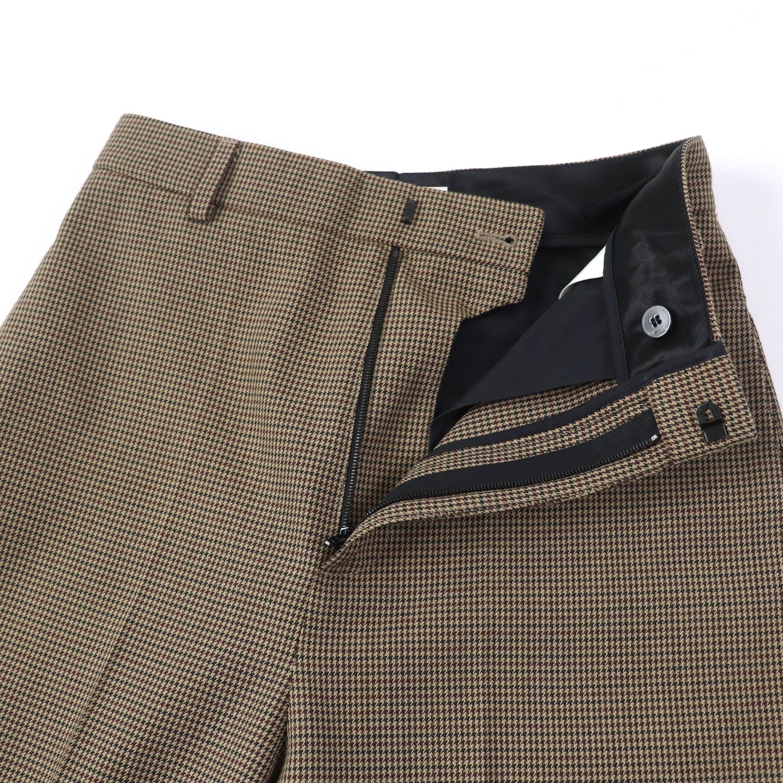 Celine Wool Houndstooth Cropped Gaucho Pants