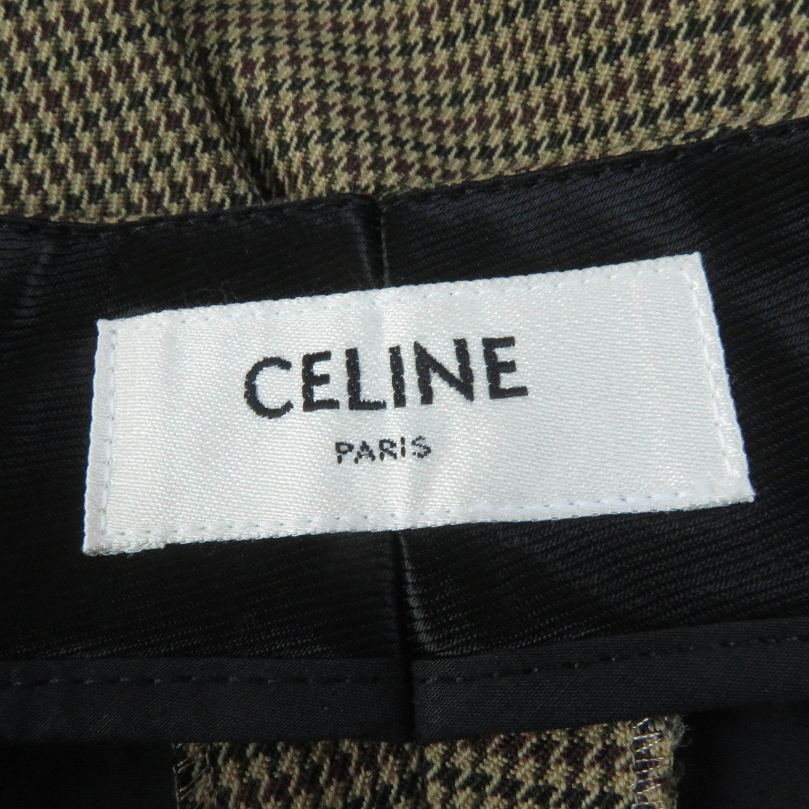 Celine Wool Houndstooth Cropped Gaucho Pants