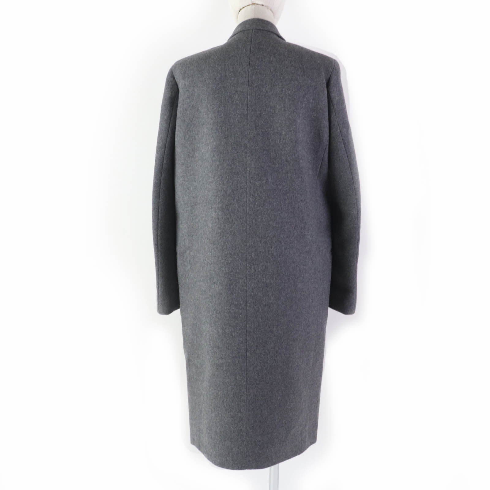 Celine Wool Nylon Crombie Coat Gray 36 Women