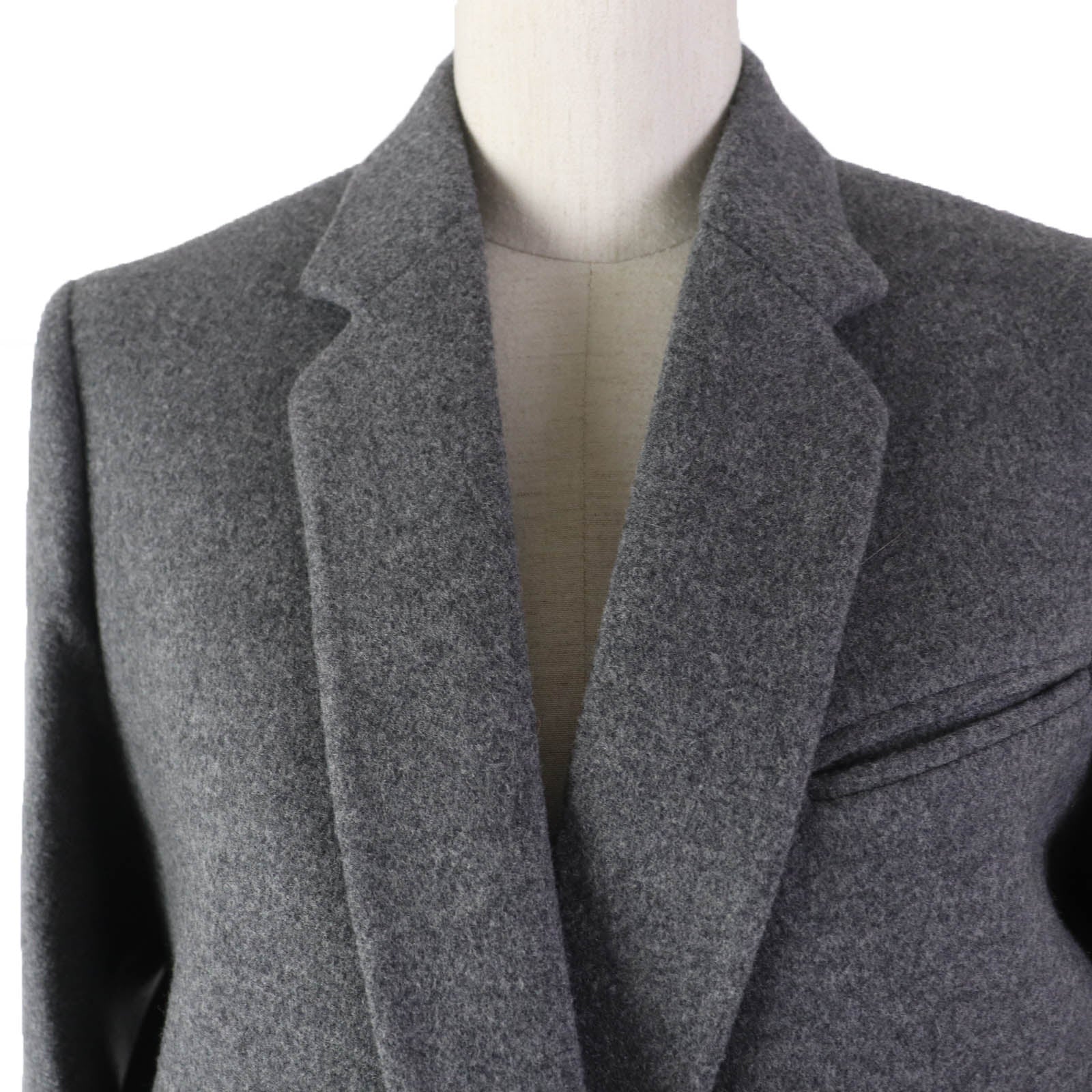 Celine Wool Nylon Crombie Coat Gray 36 Women