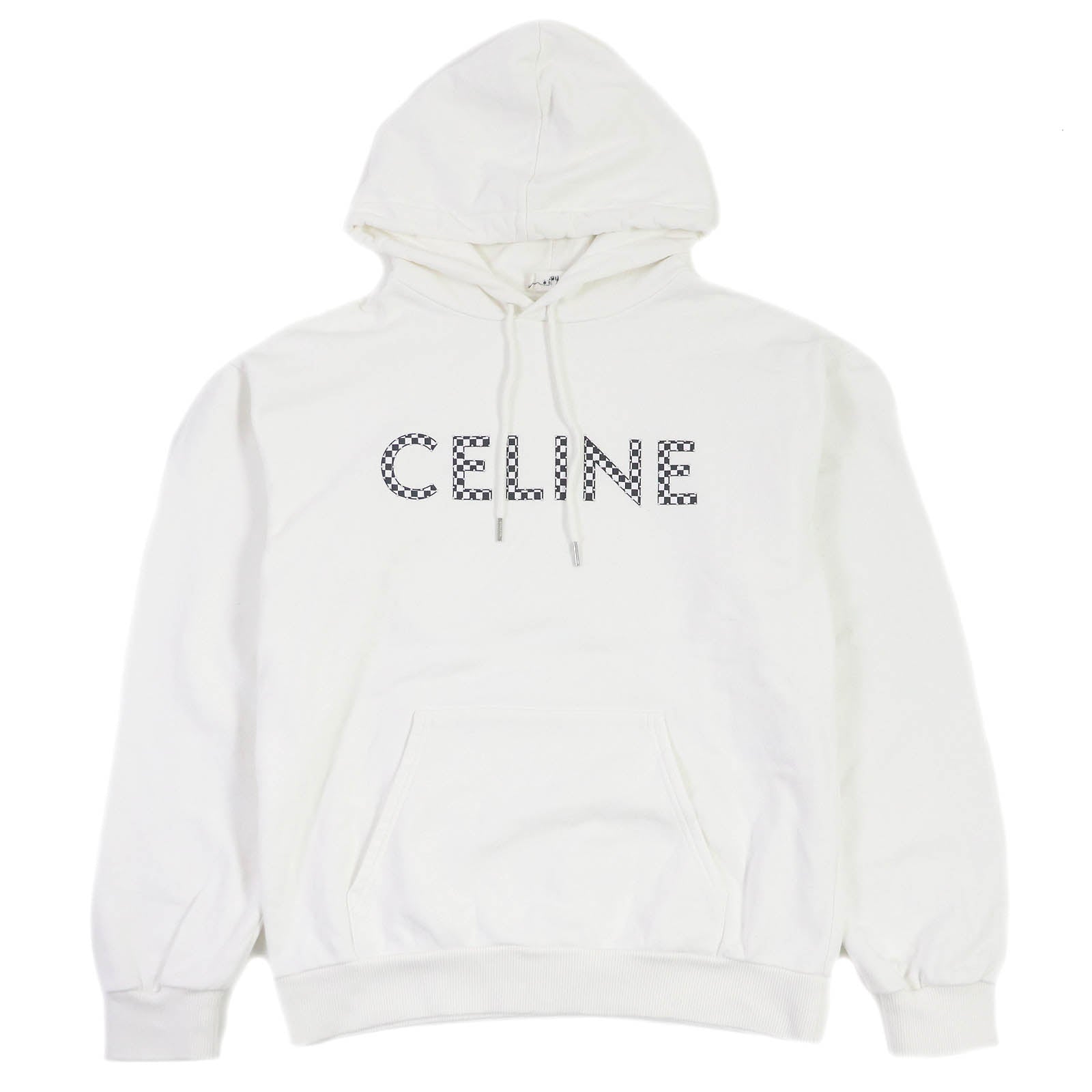 Celine Cotton Studded Logo Hoodie White S