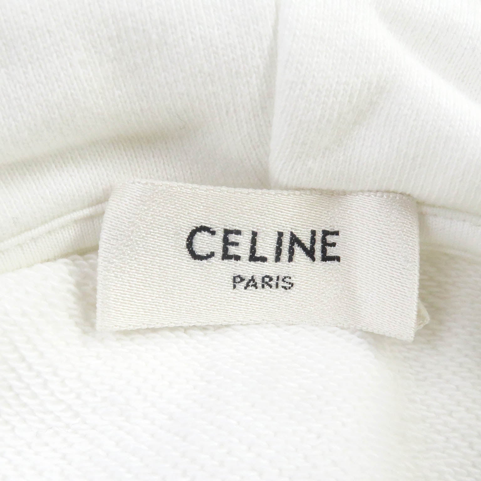 Celine Cotton Studded Logo Hoodie White S