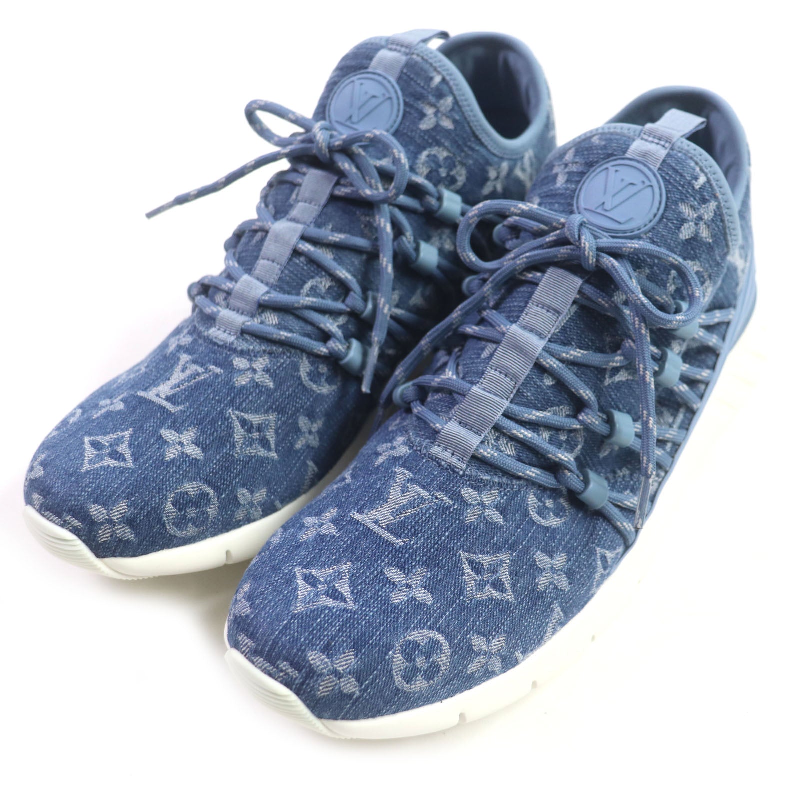 Louis Vuitton Monogram Denim Sneakers Blue 6.5