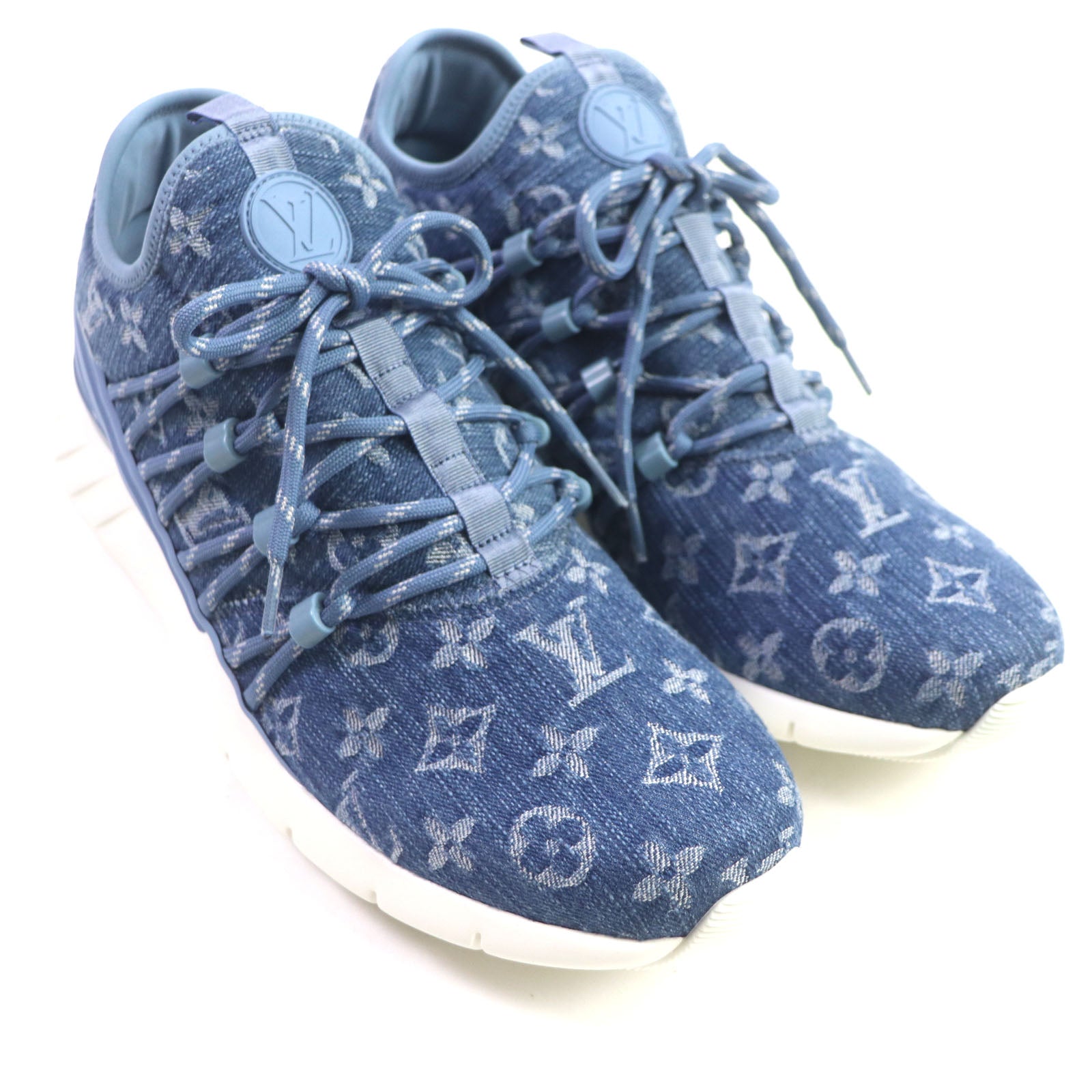 Louis Vuitton Monogram Denim Sneakers Blue 6.5