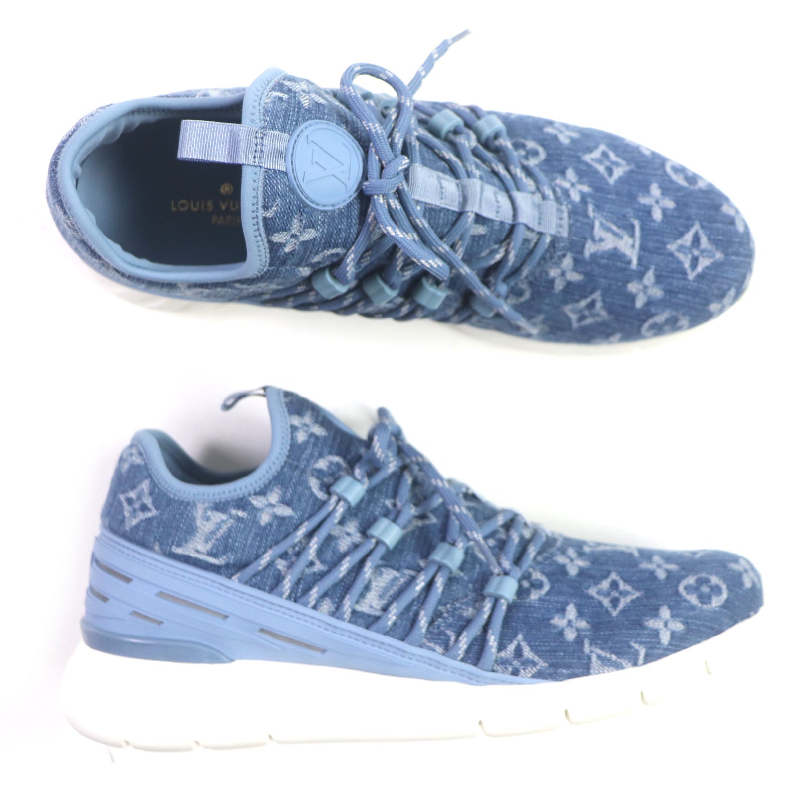 Louis Vuitton Monogram Denim Sneakers Blue 6.5