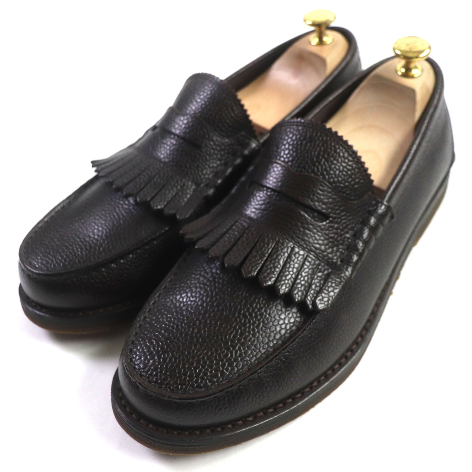 Salvatore Ferragamo Fringe Leather Loafers Dark Brown