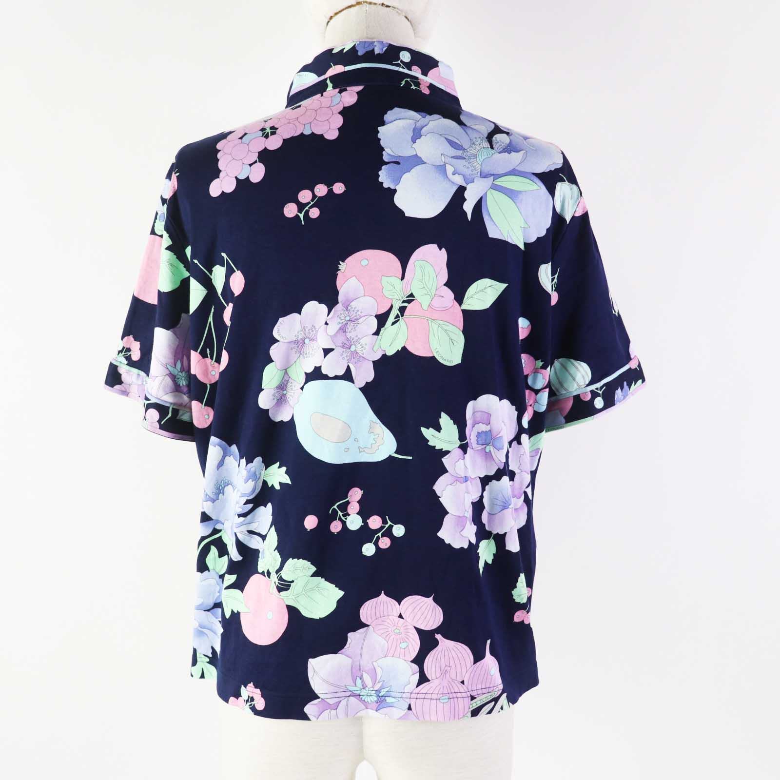 LEONARD SPORT Floral Print Half Zip Tee