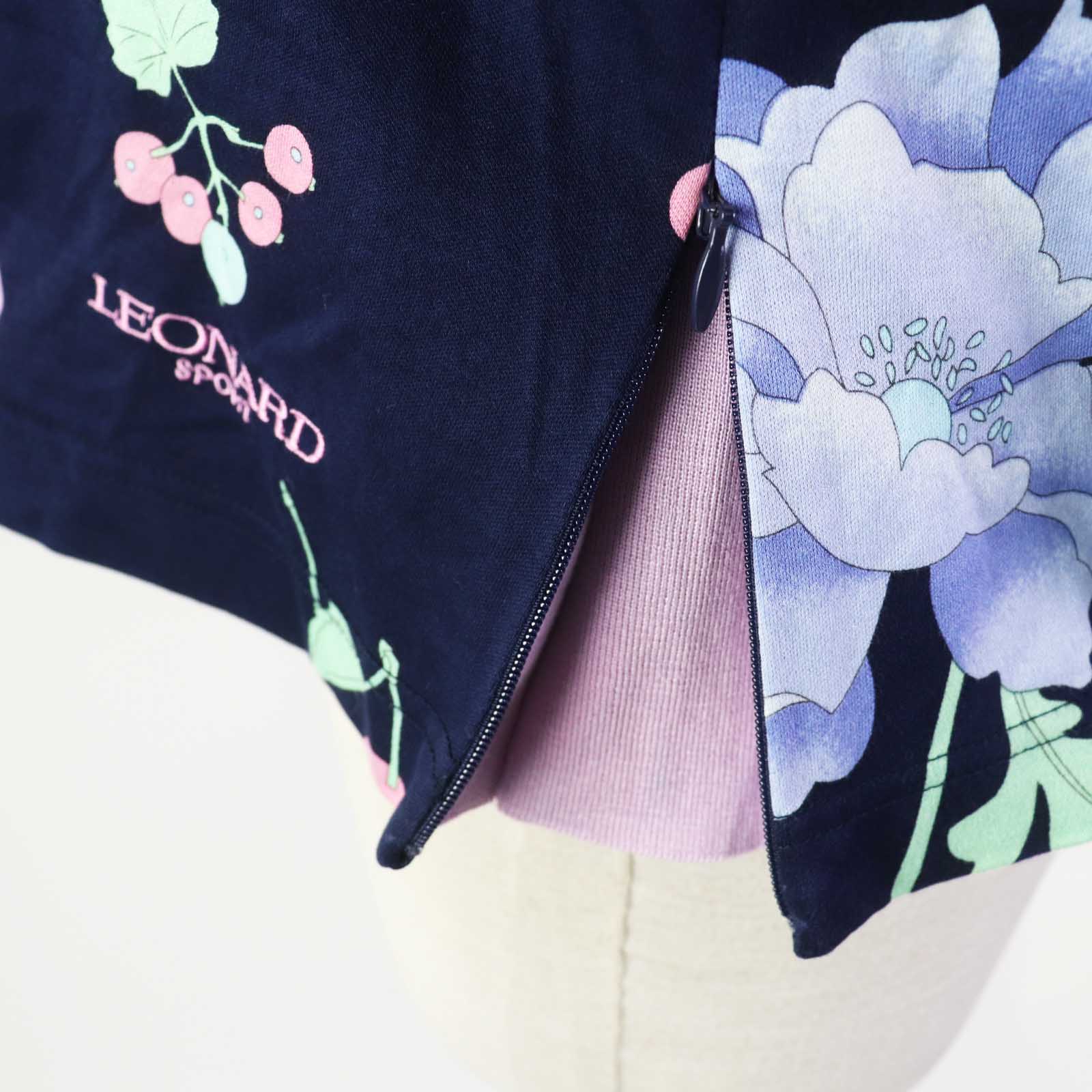 LEONARD SPORT Floral Print Half Zip Tee