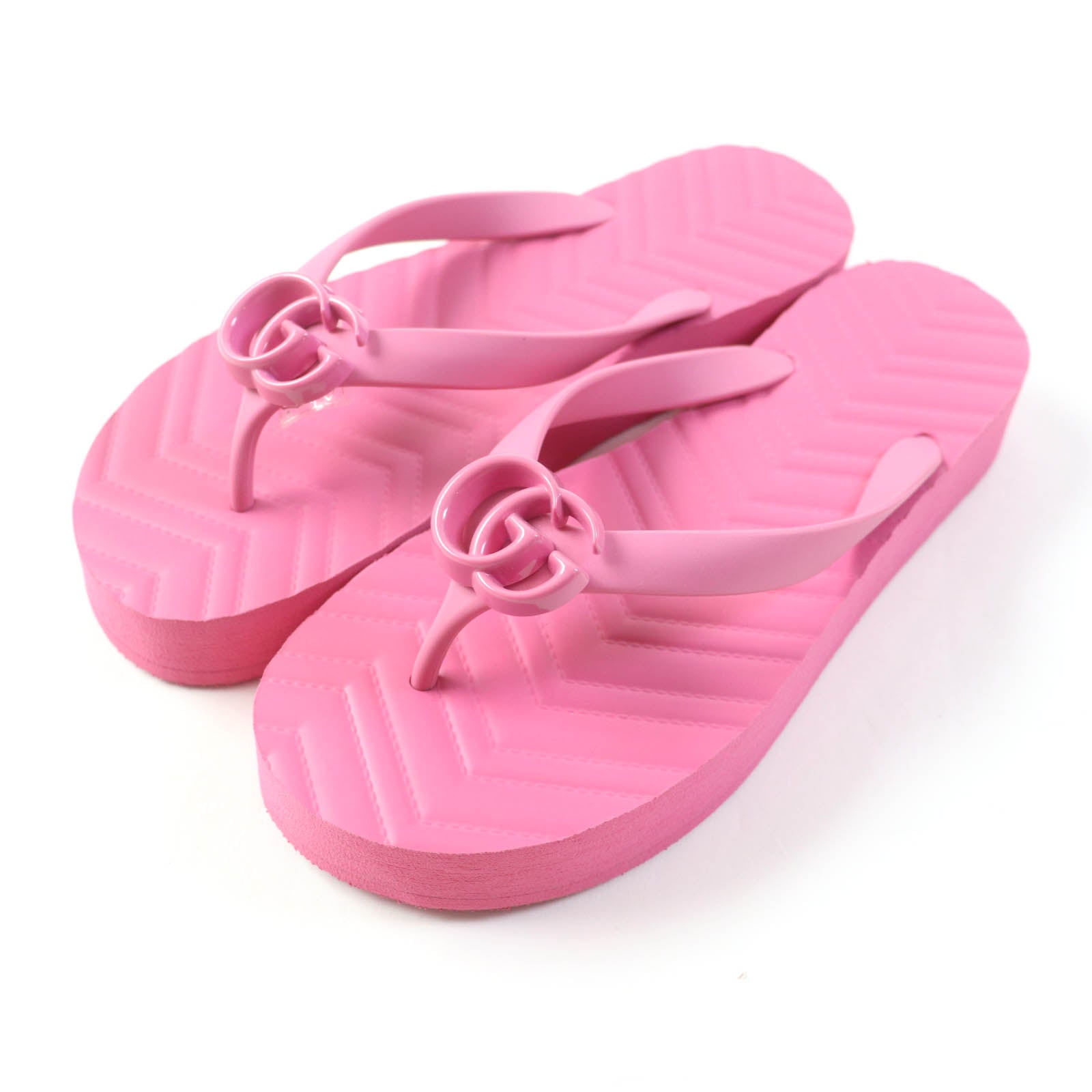 Gucci Chevron Thong Sandals Pink 38 Women