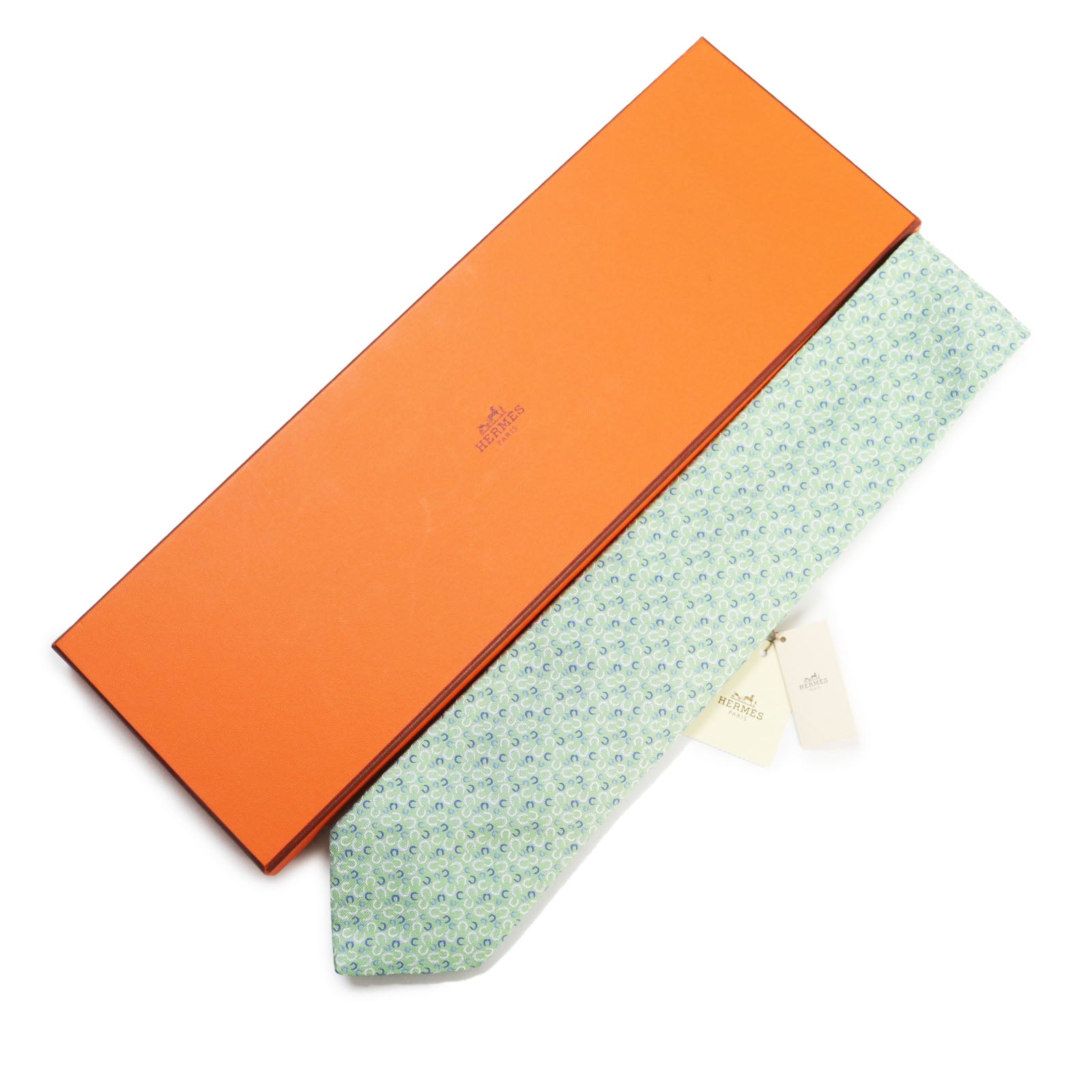 Hermes Silk 100% Horseshoe Pattern Tie