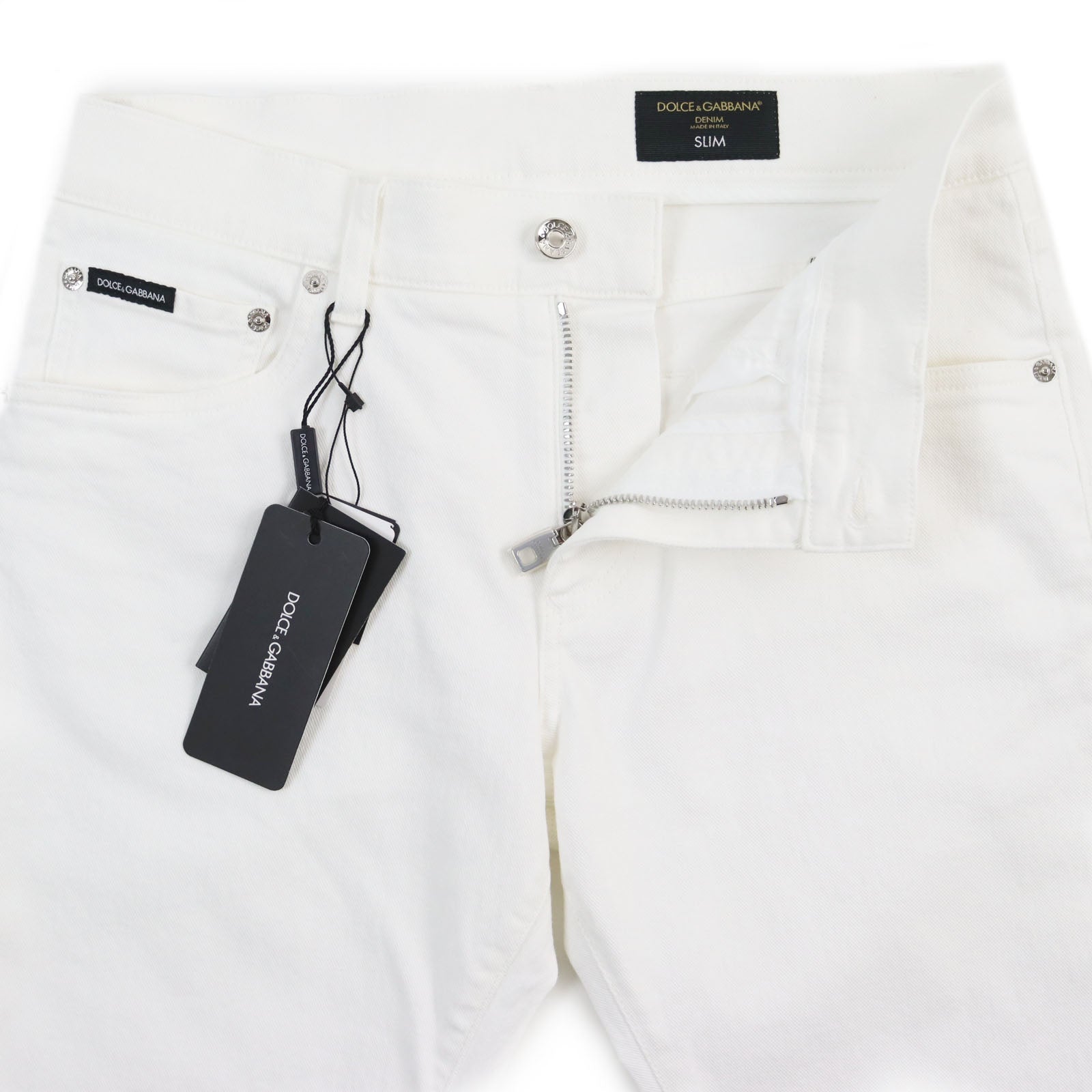 Dolce & Gabbana Slim Fit White Denim Pants