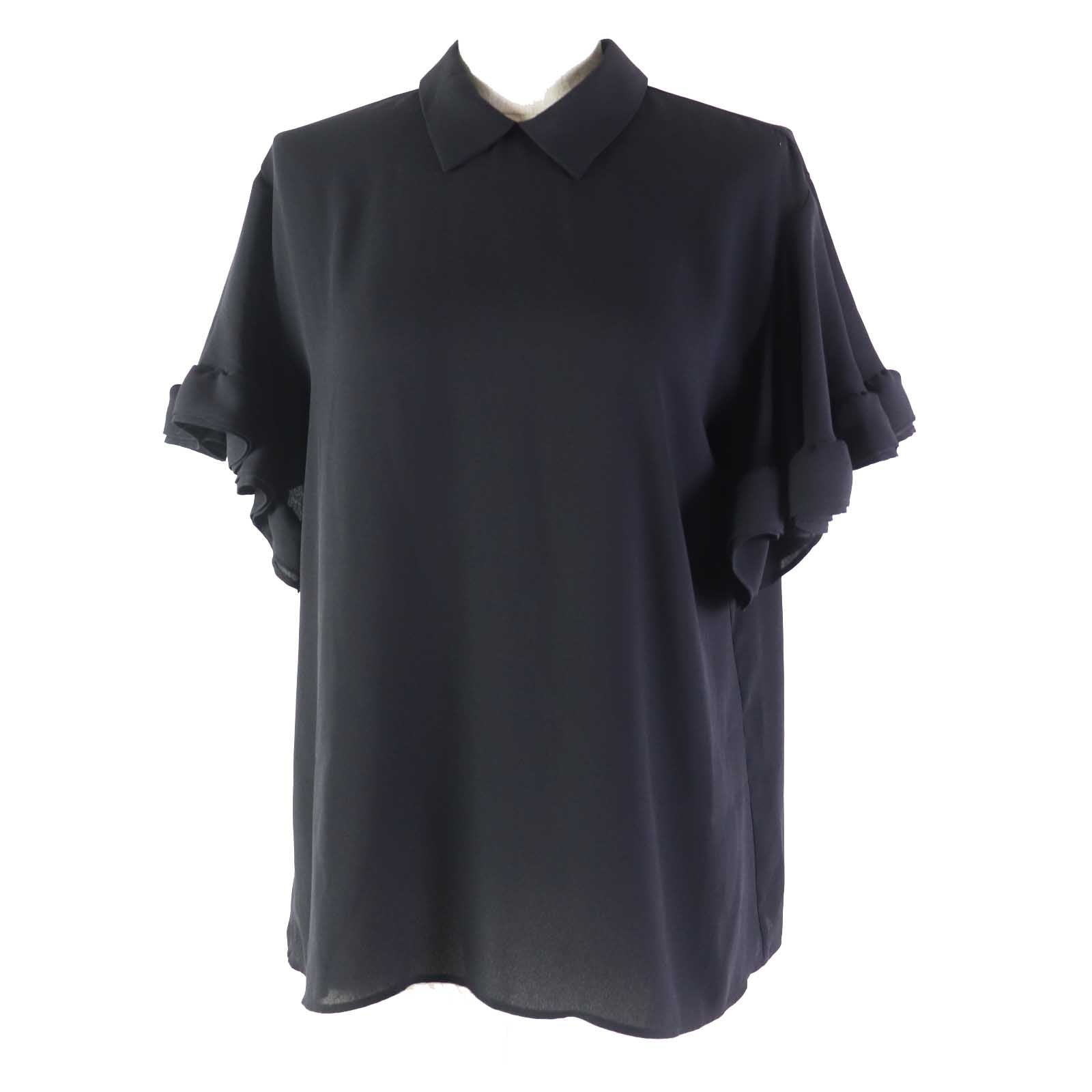 YOKO CHAN Polyester Ruffle Sleeve Blouse Black