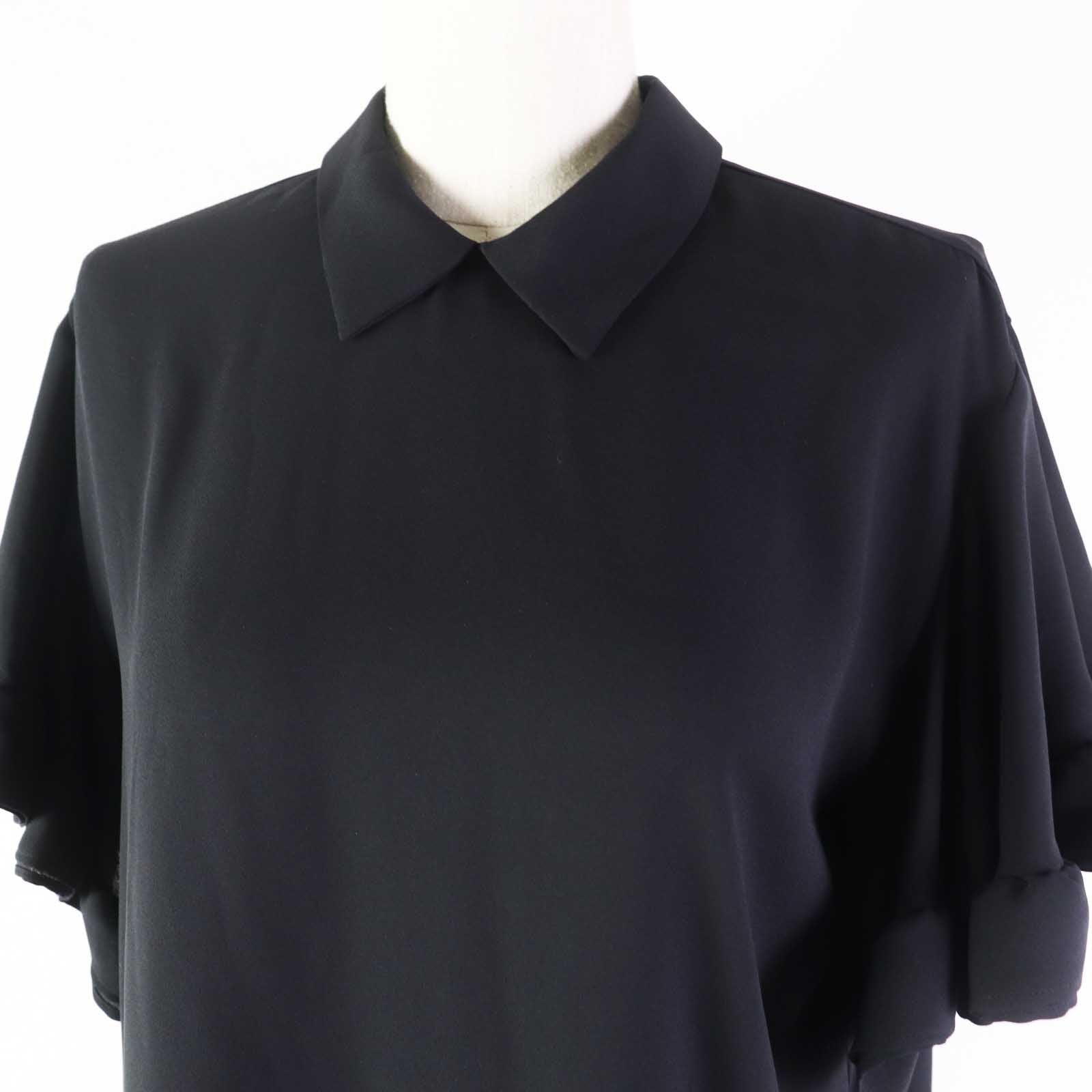 YOKO CHAN Polyester Ruffle Sleeve Blouse Black