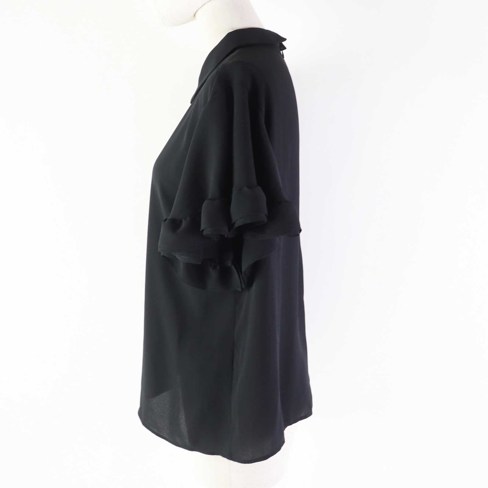 YOKO CHAN Polyester Ruffle Sleeve Blouse Black