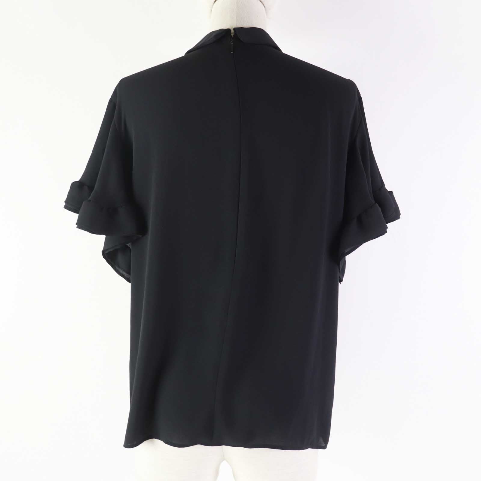 YOKO CHAN Polyester Ruffle Sleeve Blouse Black