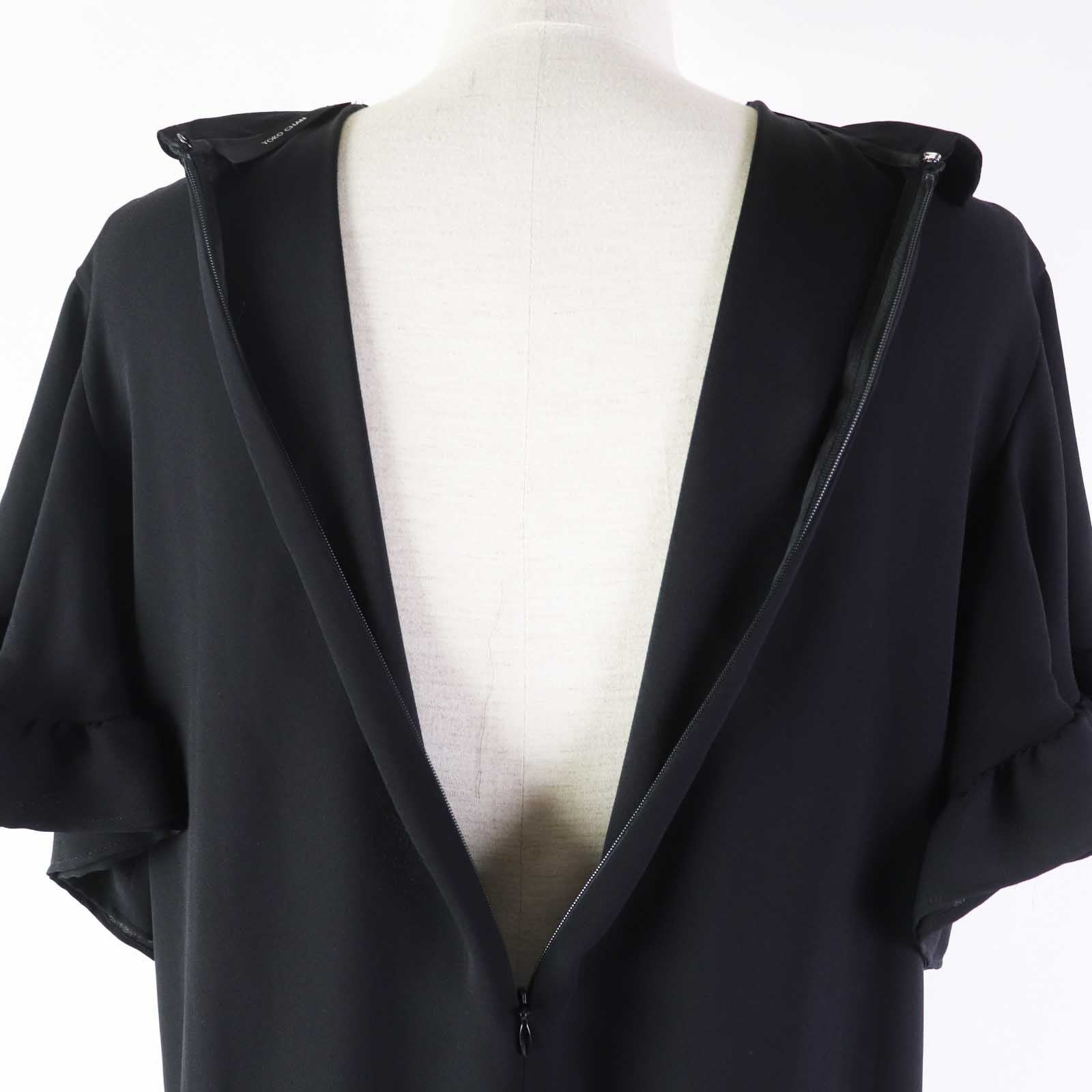 YOKO CHAN Polyester Ruffle Sleeve Blouse Black