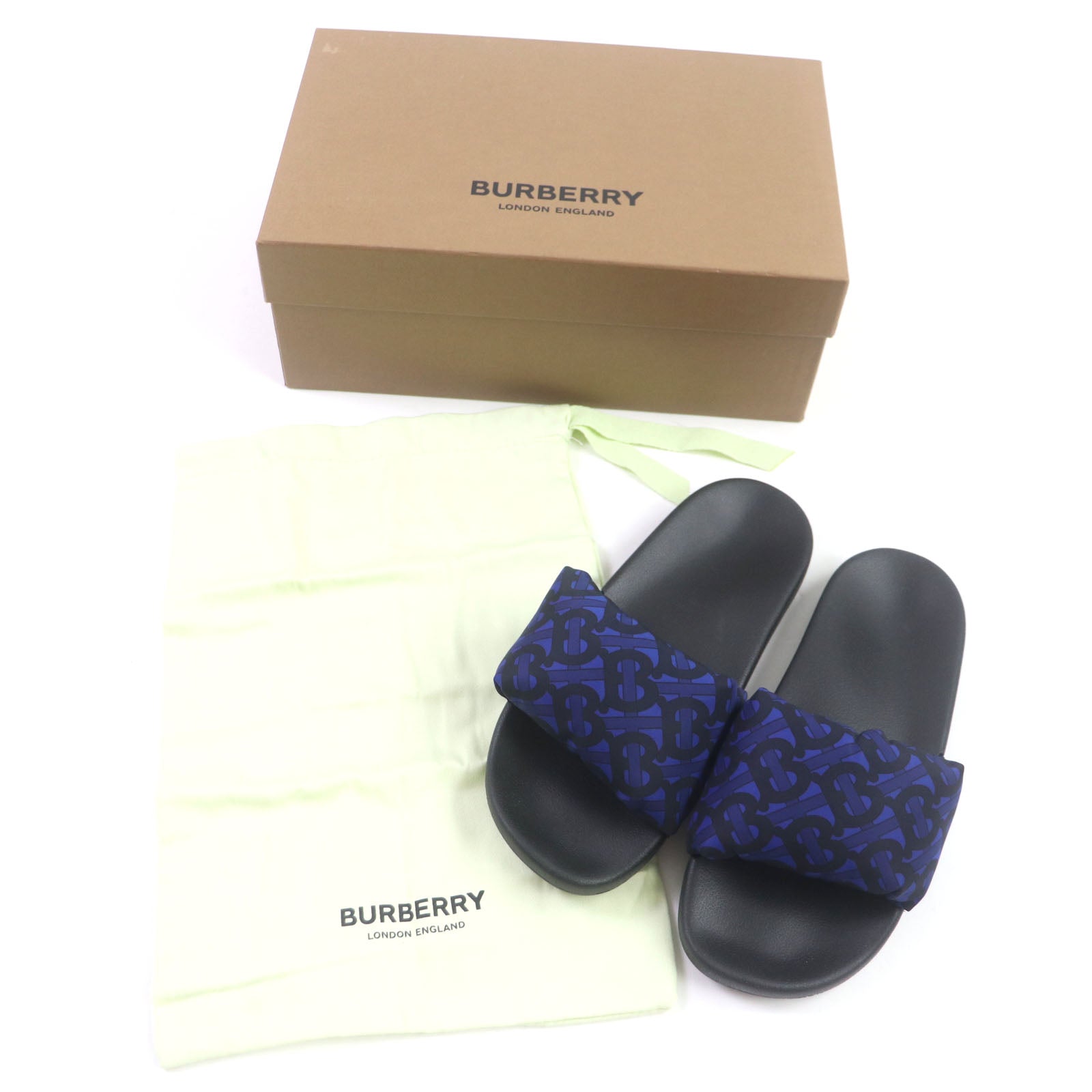 Burberry TB Monogram Print Slides Sandals Navy 41