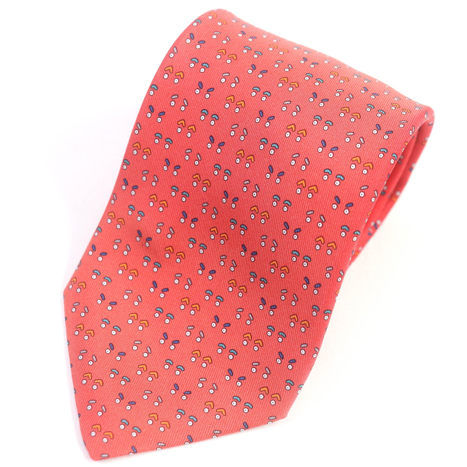 Hermes Silk Face Pattern Tie Red