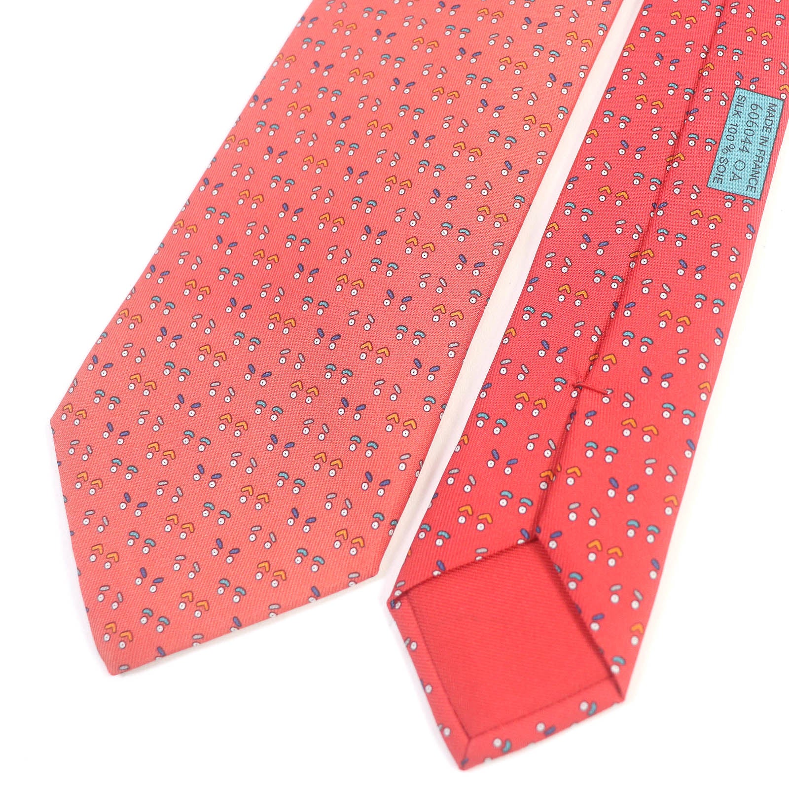 Hermes Silk Face Pattern Tie Red