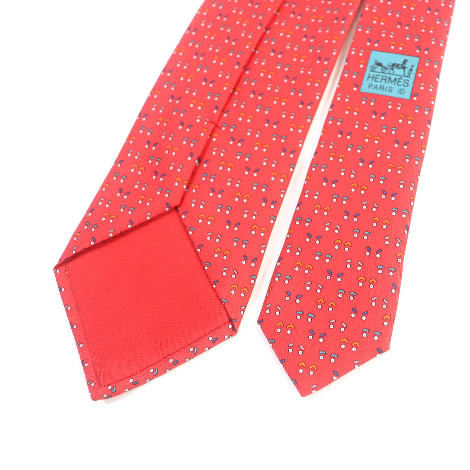 Hermes Silk Face Pattern Tie Red