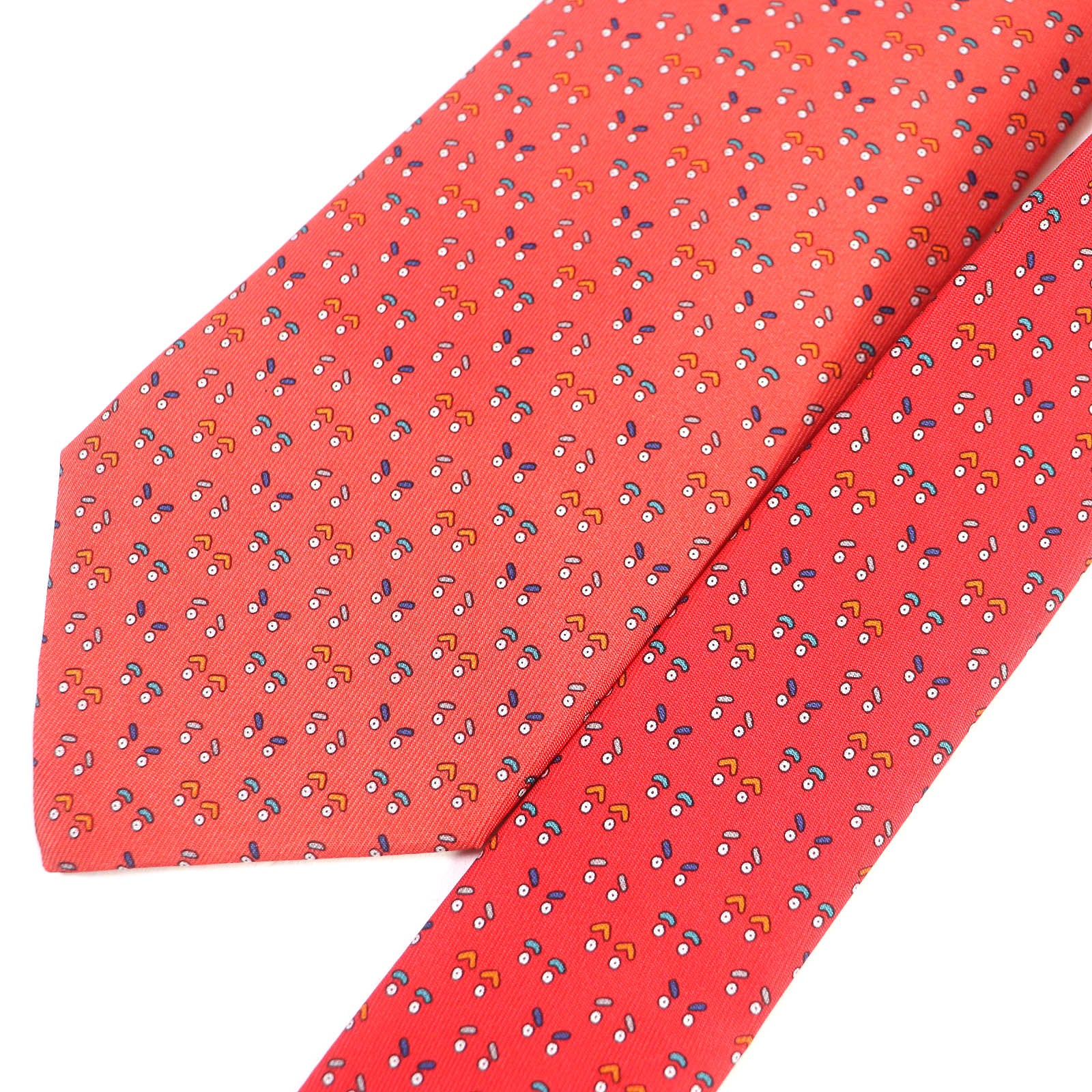 Hermes Silk Face Pattern Tie Red