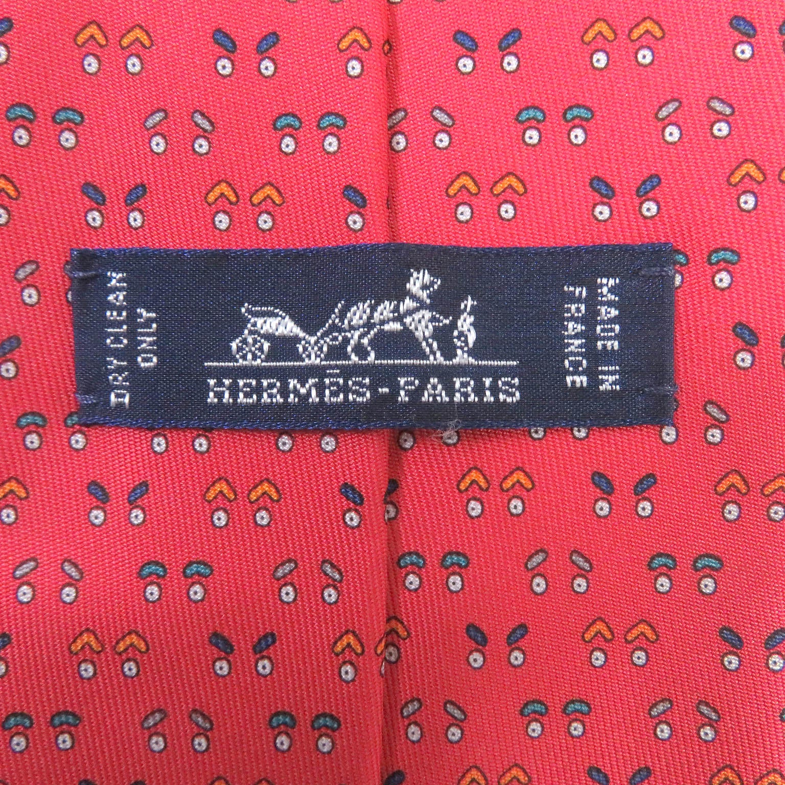 Hermes Silk Face Pattern Tie Red