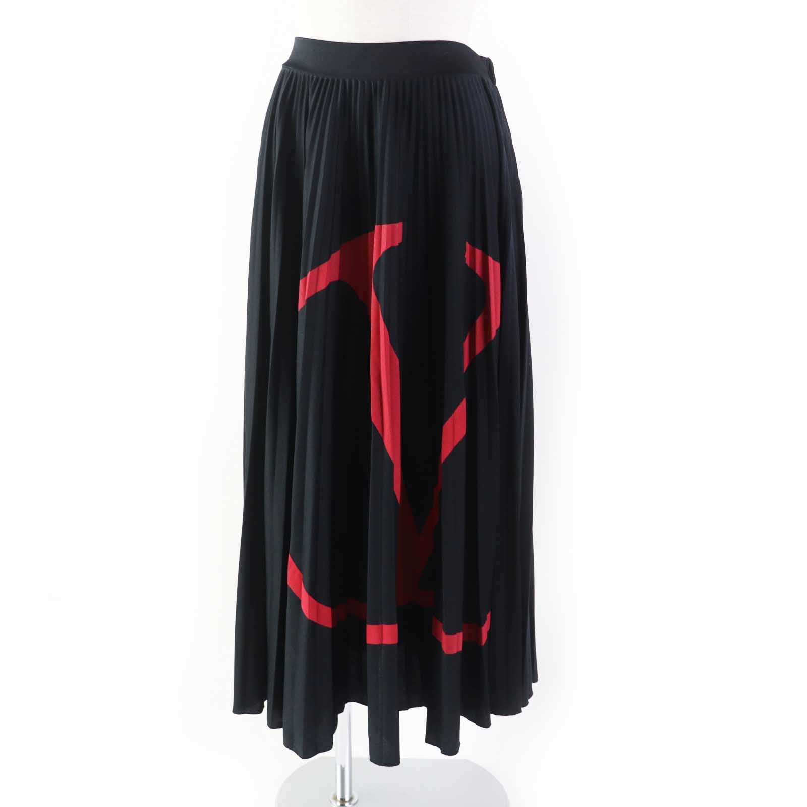 Valentino V Logo Pleated Skirt Black M