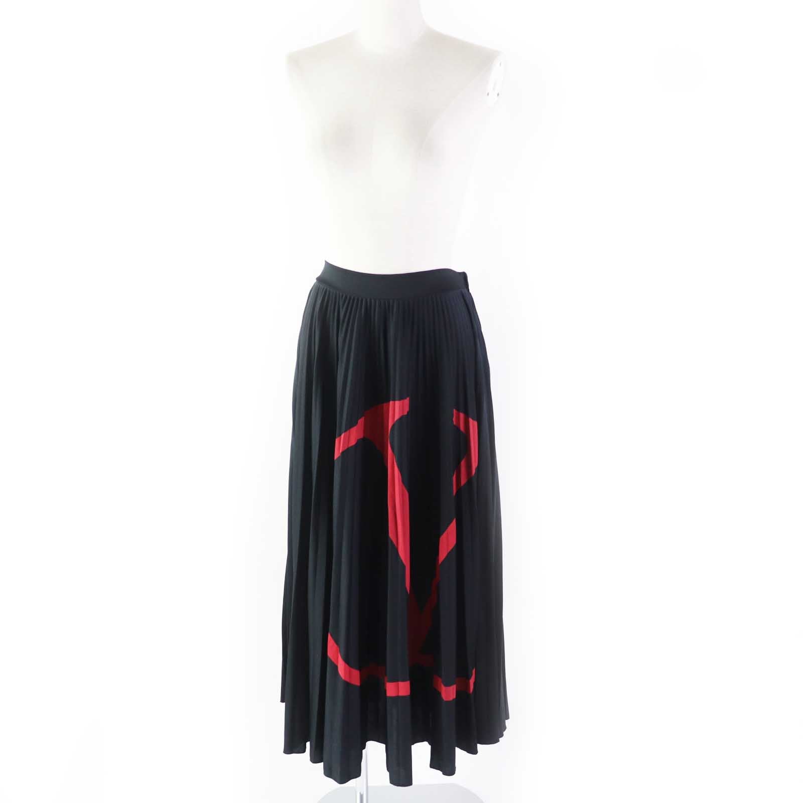 Valentino V Logo Pleated Skirt Black M