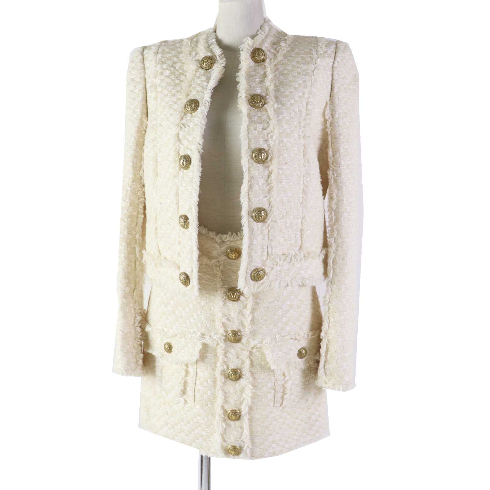 Balmain Tweed Setup Jacket Ivory 38/40