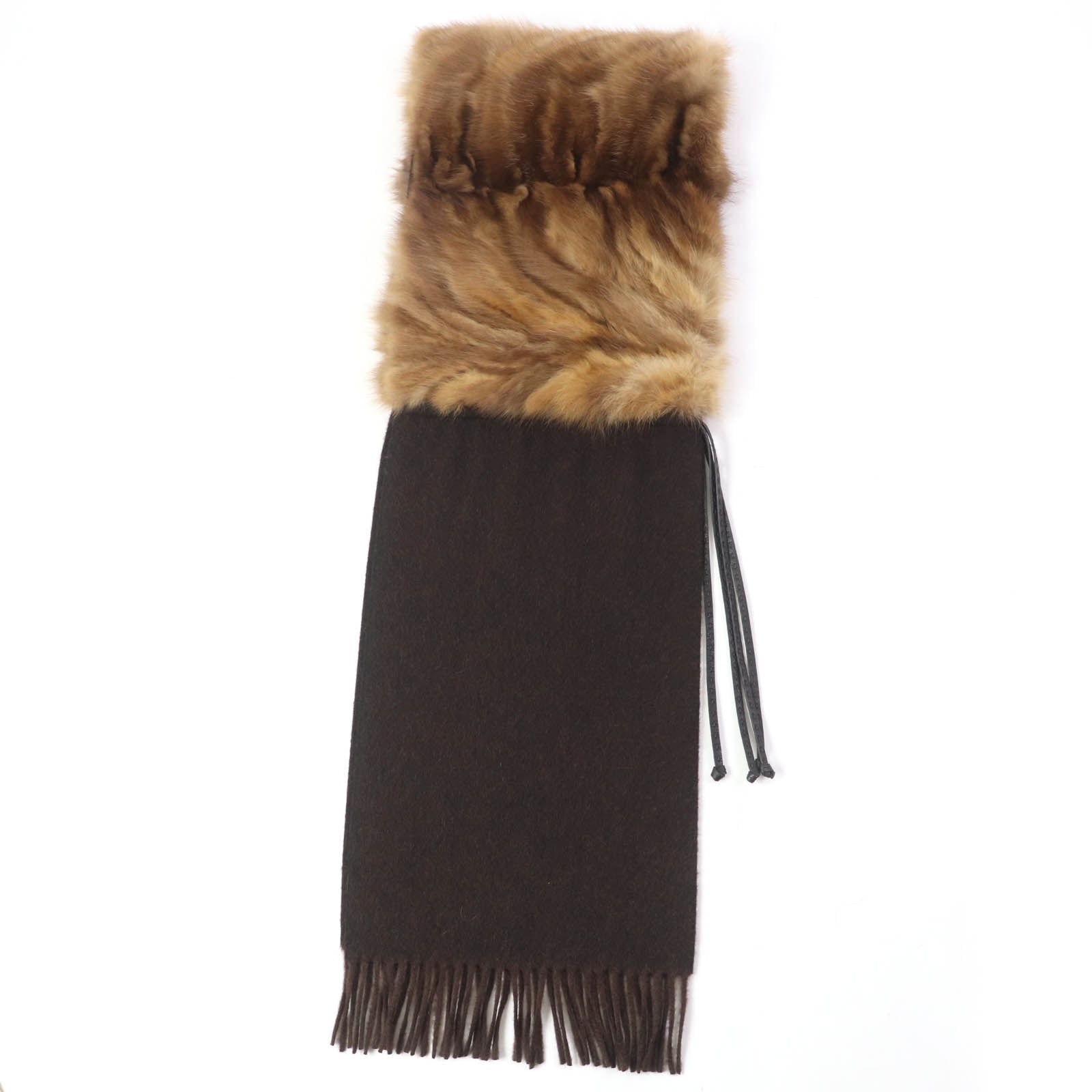 Fendi Cashmere Mink Fringed Stole Shawl