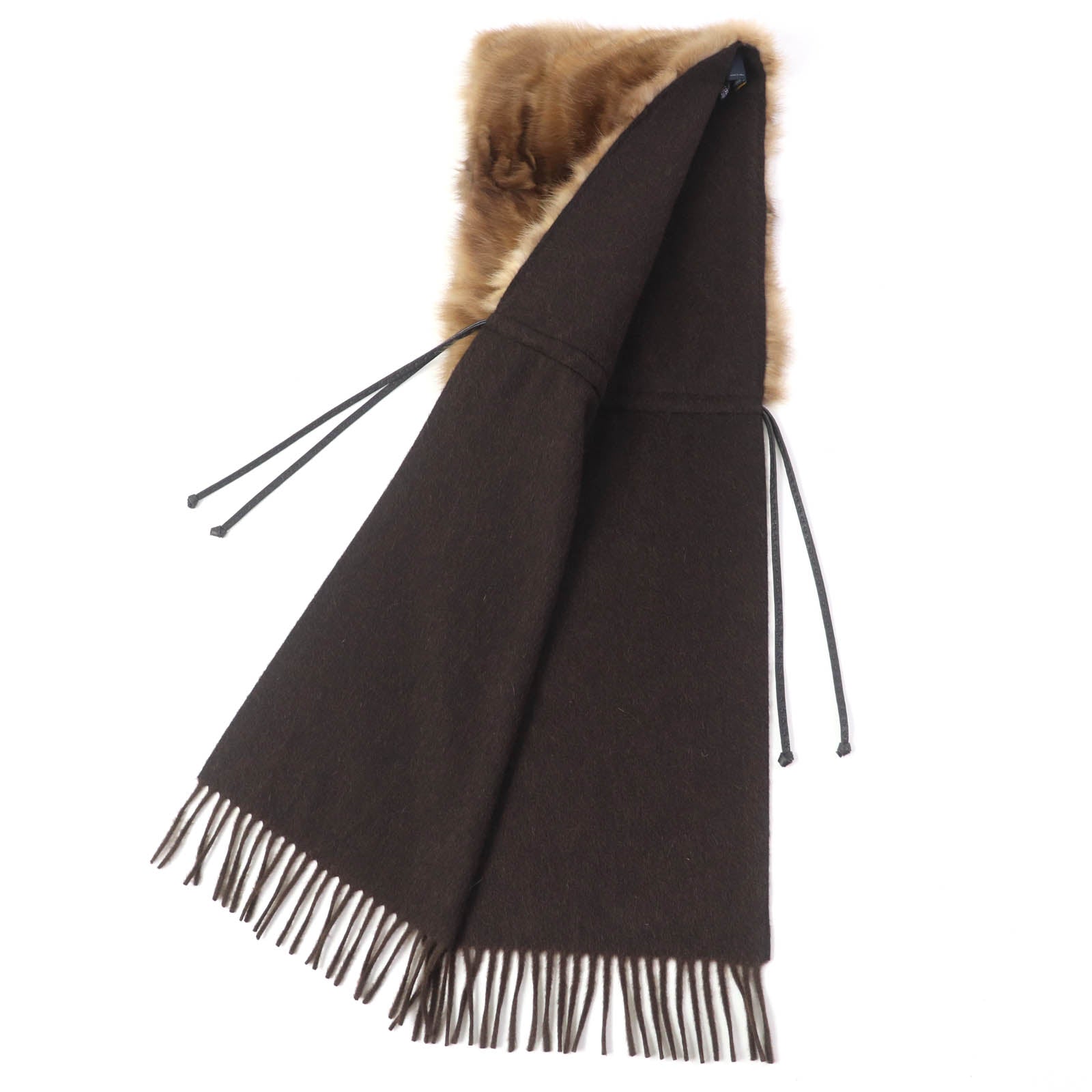 Fendi Cashmere Mink Fringed Stole Shawl