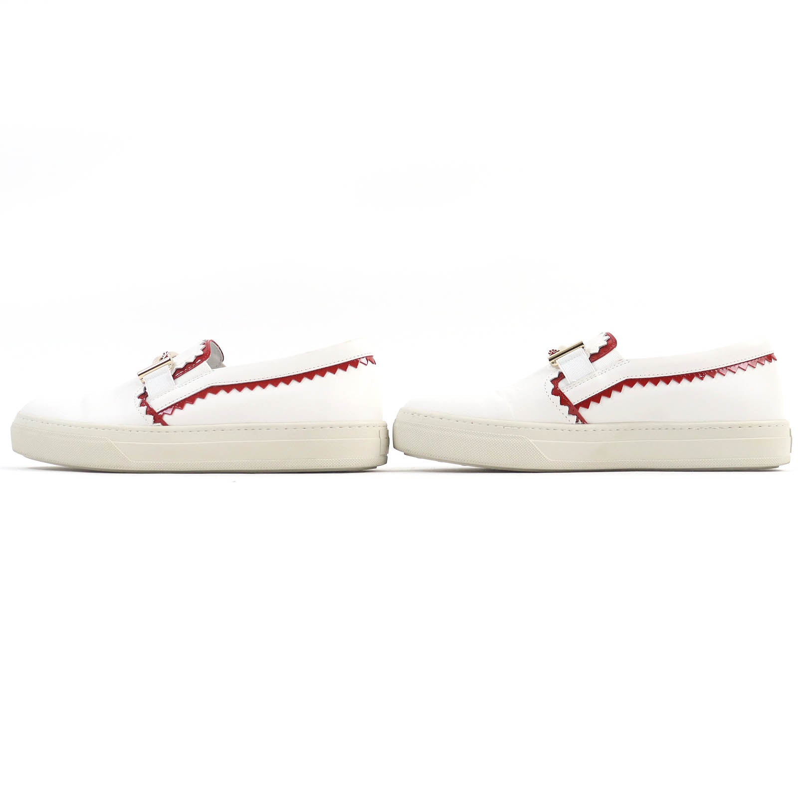 Tod's Leather Slip-Ons Sneakers White Red 38