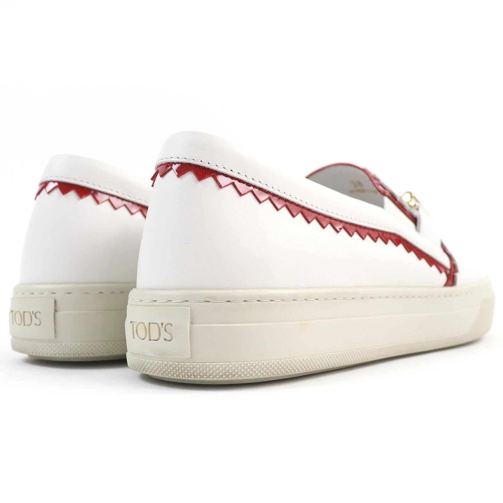 Tod's Leather Slip-Ons Sneakers White Red 38