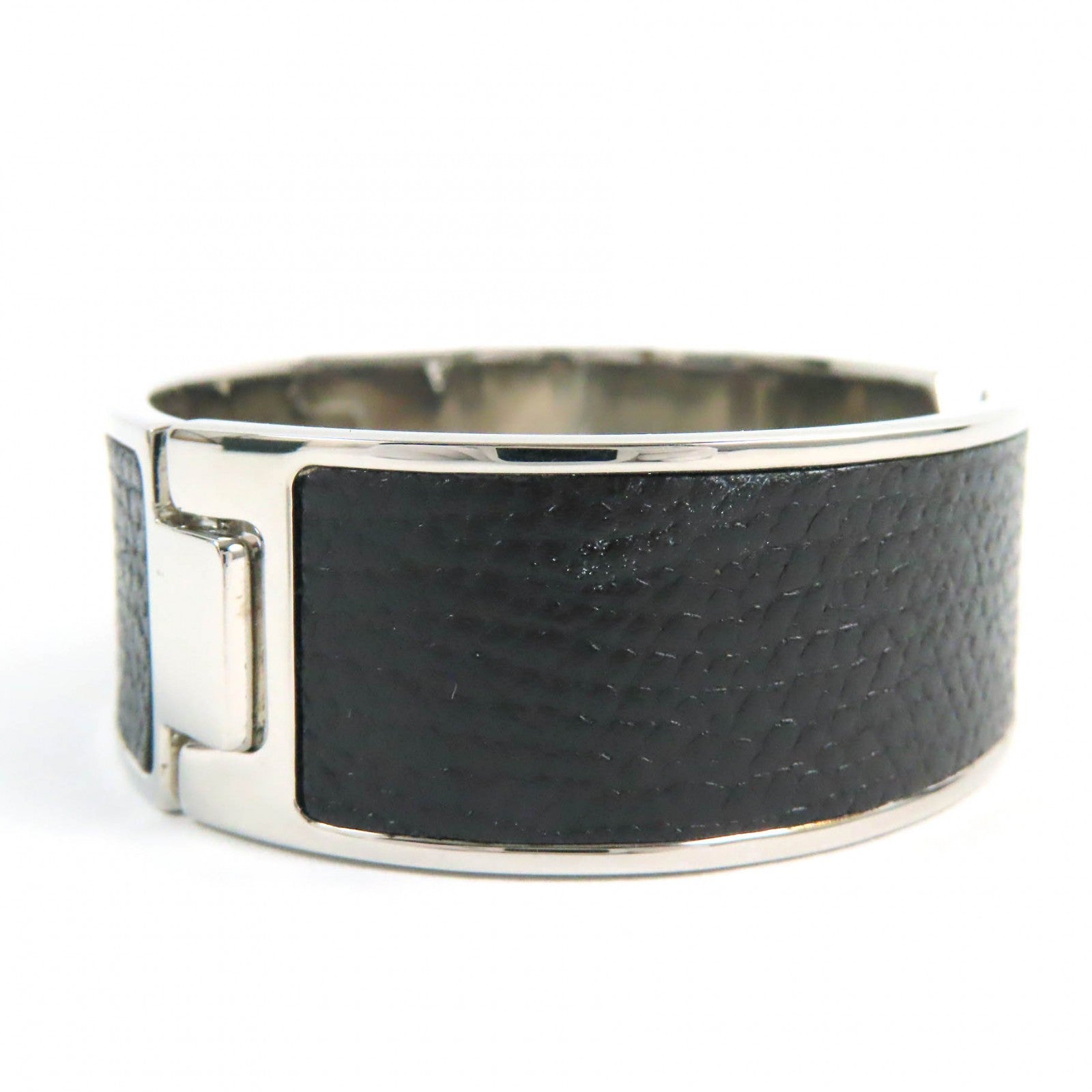 Valextra Leather Bangle Dark Brown Silver