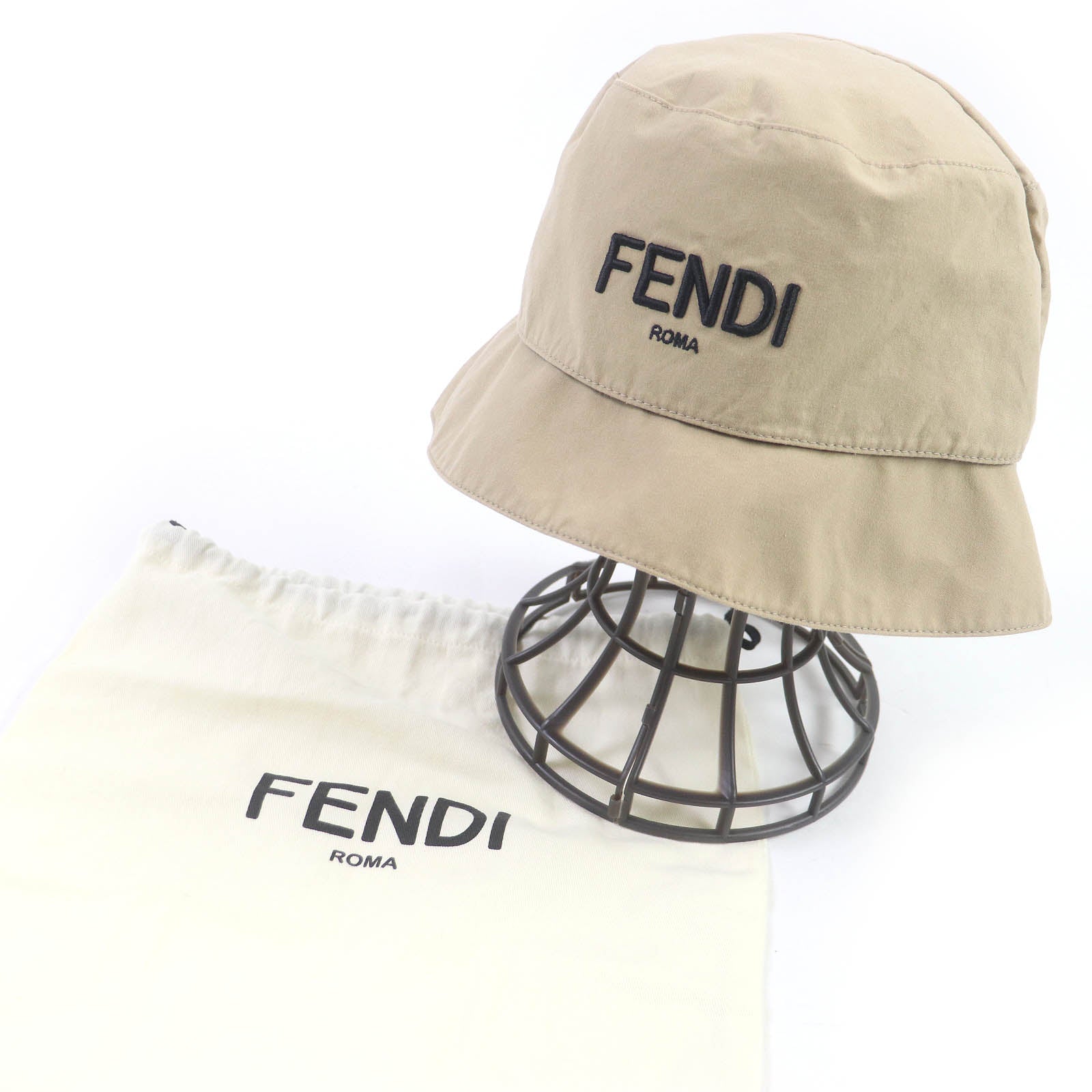 Fendi Reversible FF Logo Bucket Hat Beige