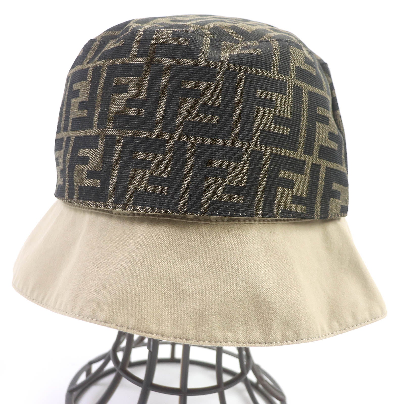 Fendi Reversible FF Logo Bucket Hat Beige