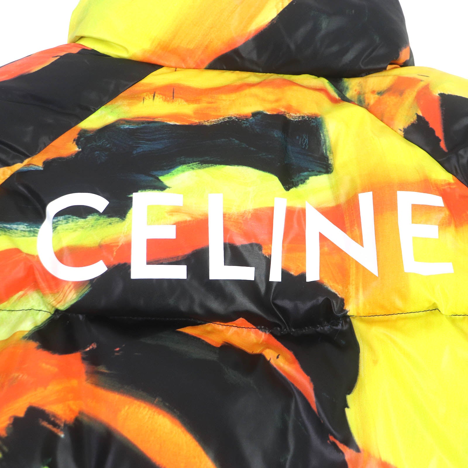 Celine Nylon Padded Puffy Jacket Orange