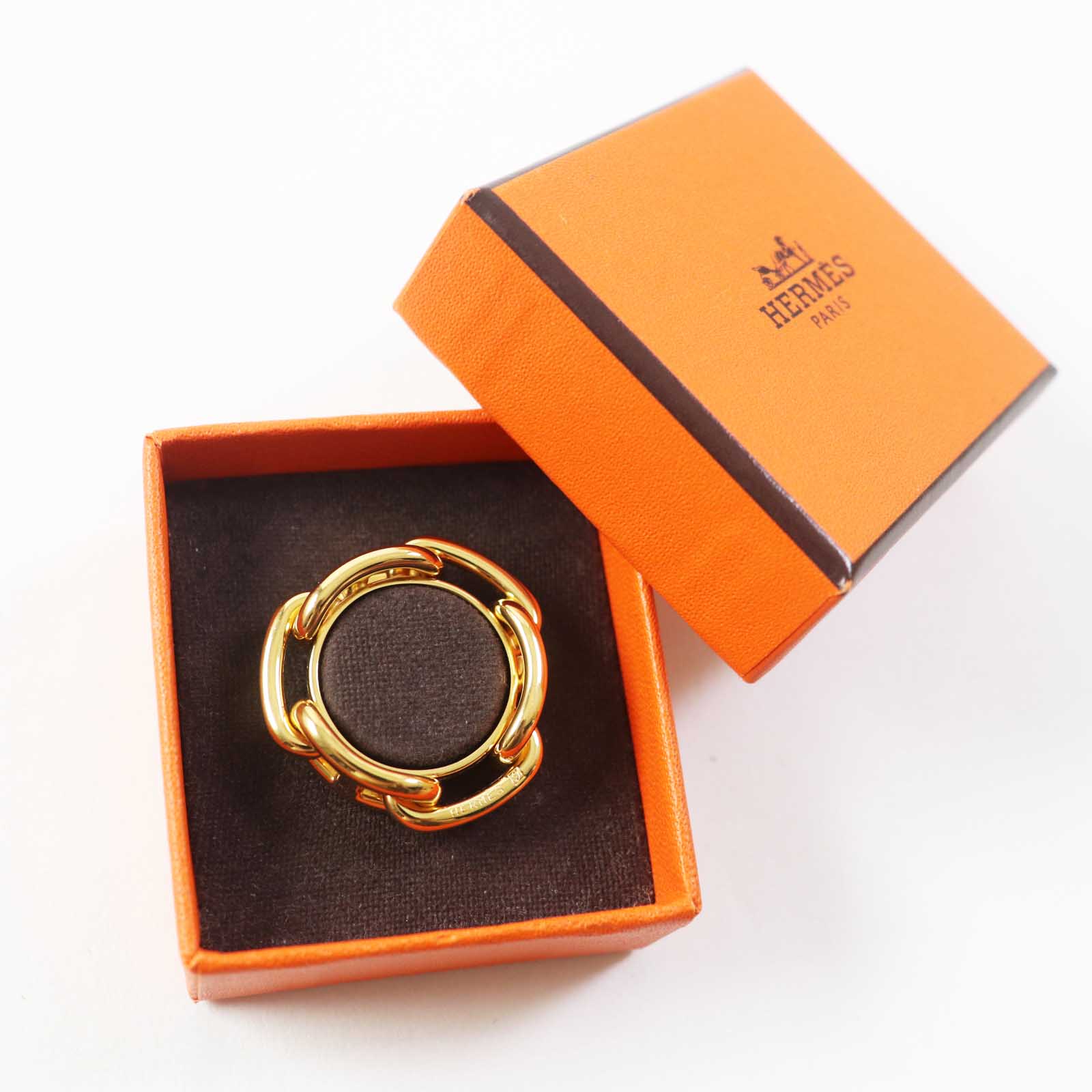 Hermes Gold Plated Scarf Ring