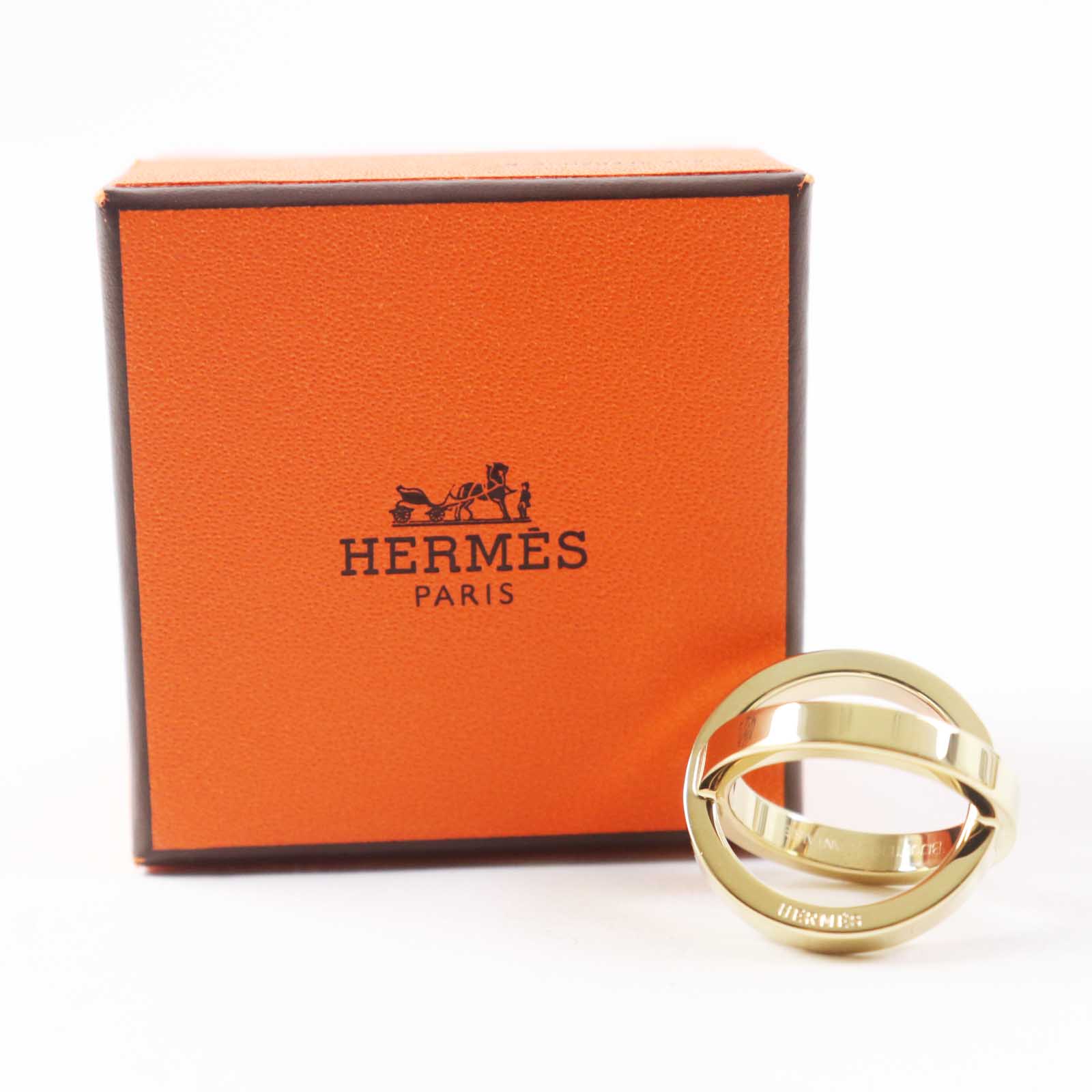 Hermes Gold Plated Scarf Ring