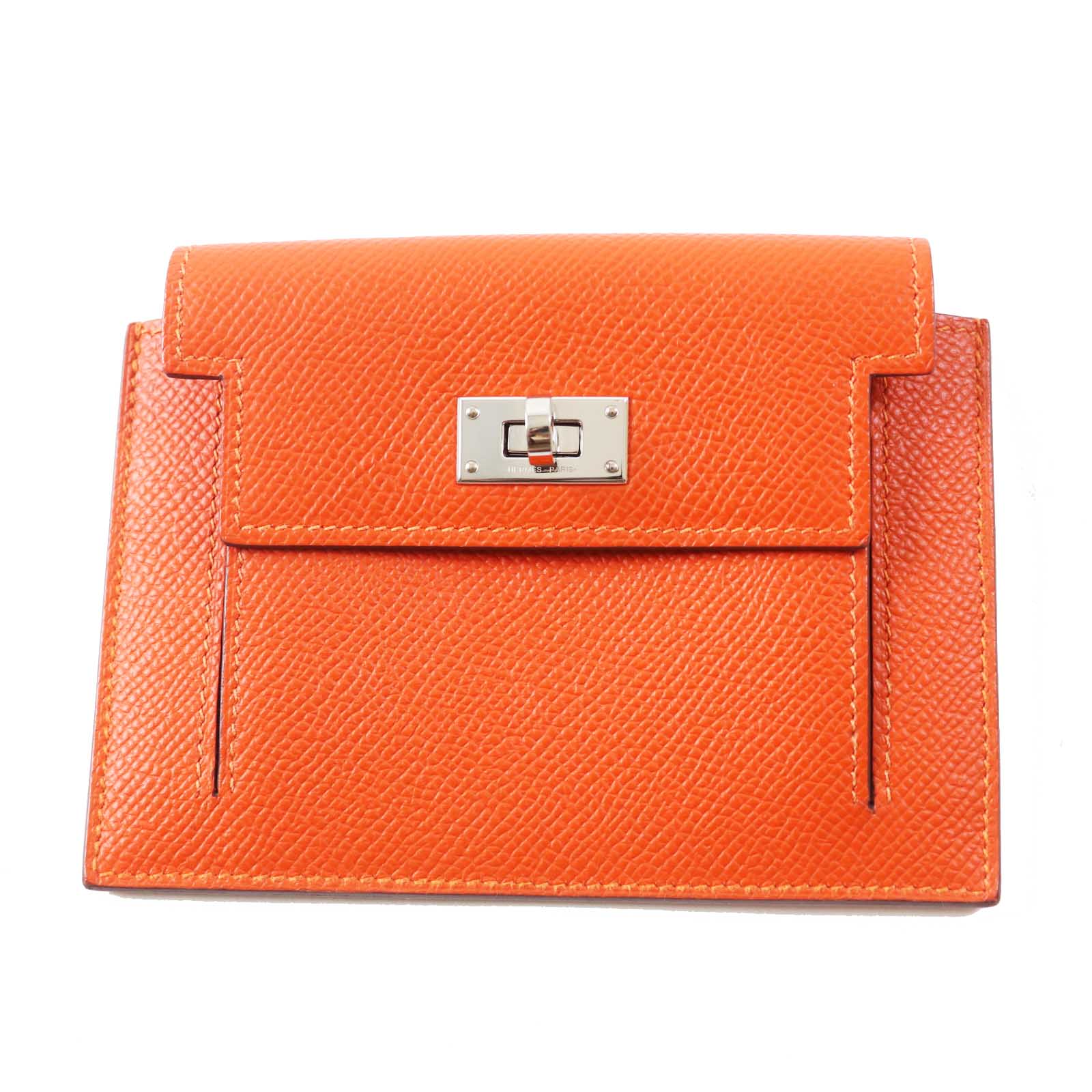 Hermes Kelly Pocket Compact Coin Case Orange