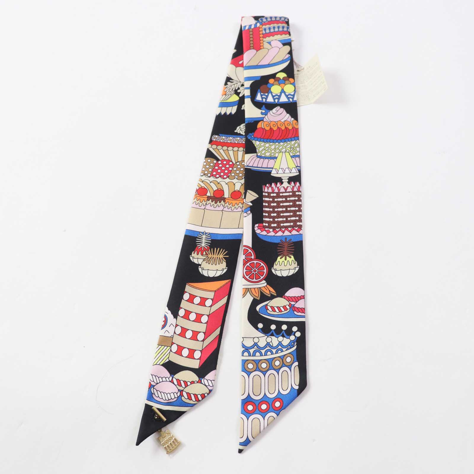 Hermes Silk Twilly Scarf Black Multi