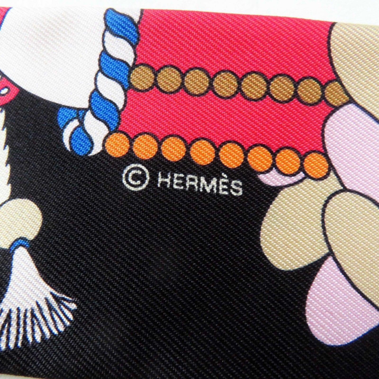 Hermes Silk Twilly Scarf Black Multi